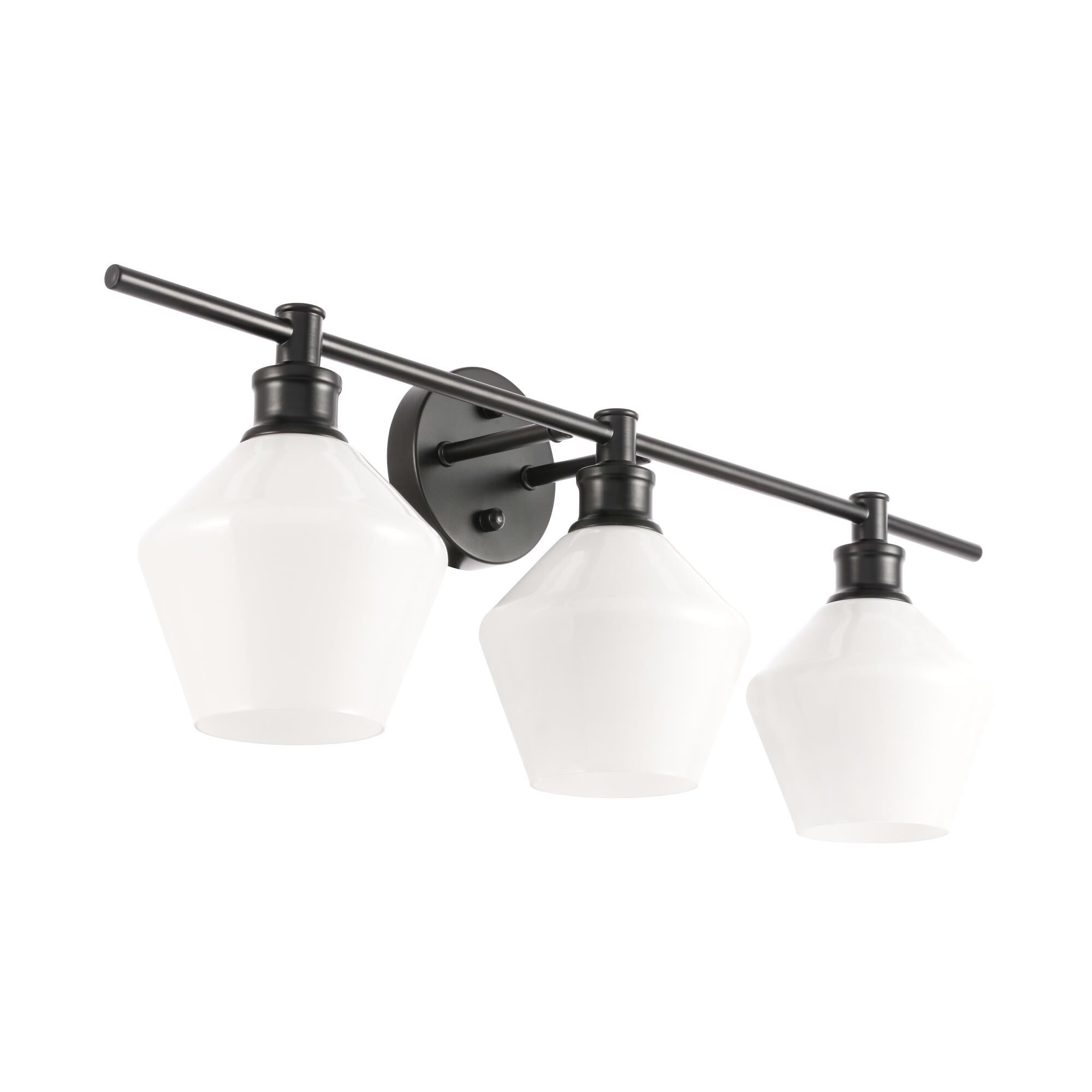 Shown in Black finish and Frosted White  glass