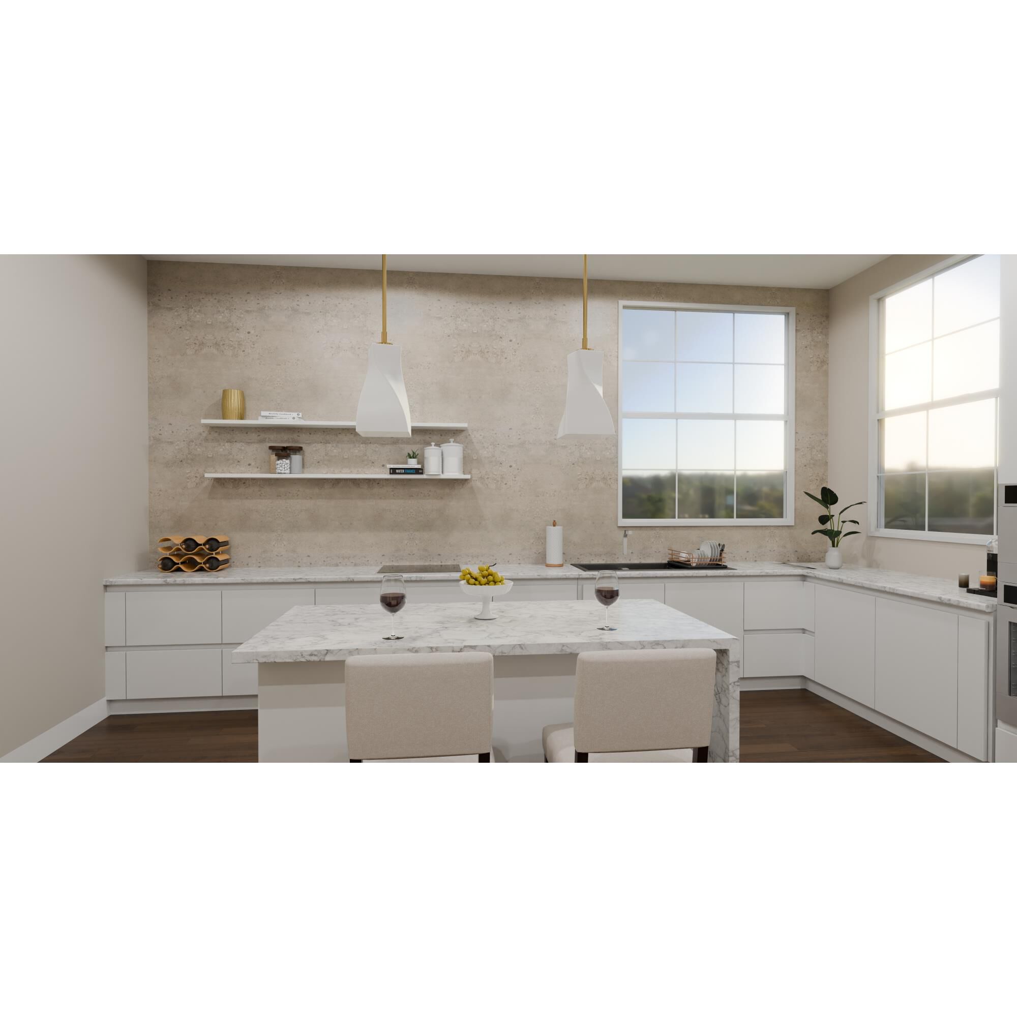 Shown in Brushed Gold finish and Opal Etched glass