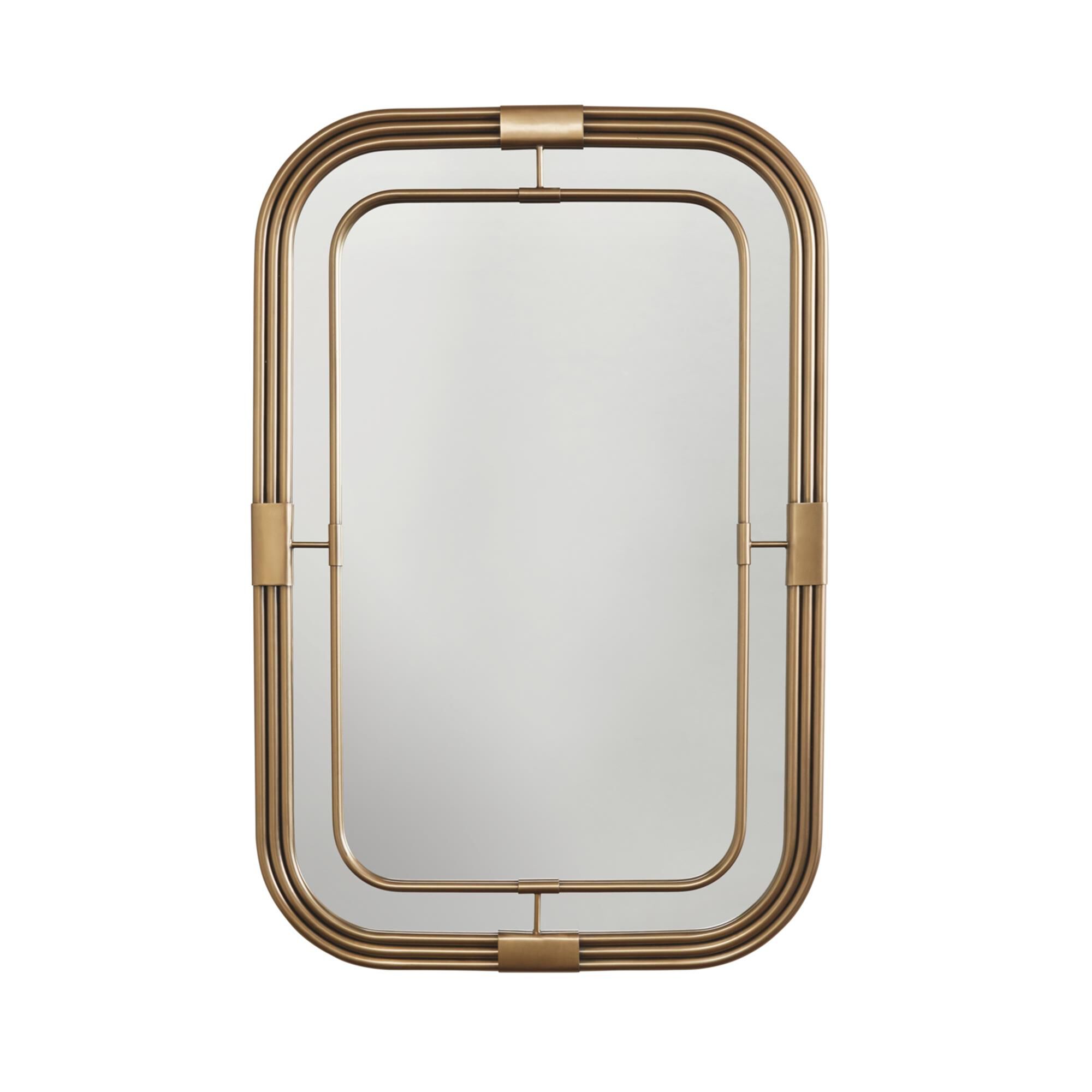Shown in Aged Brass finish and Rectangle glass