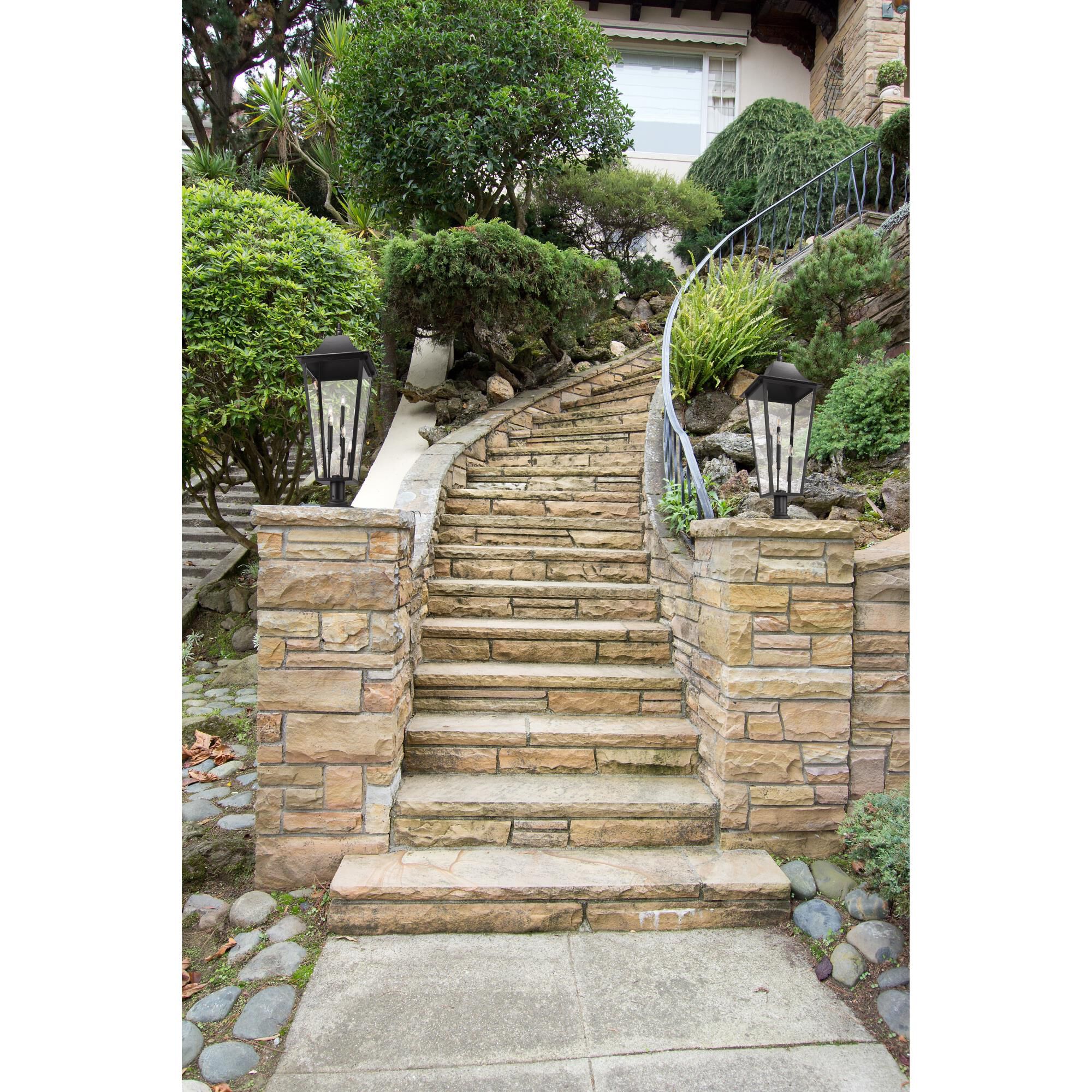 Shown in Black finish and Clear Beveled glass and Clear Beveled shade