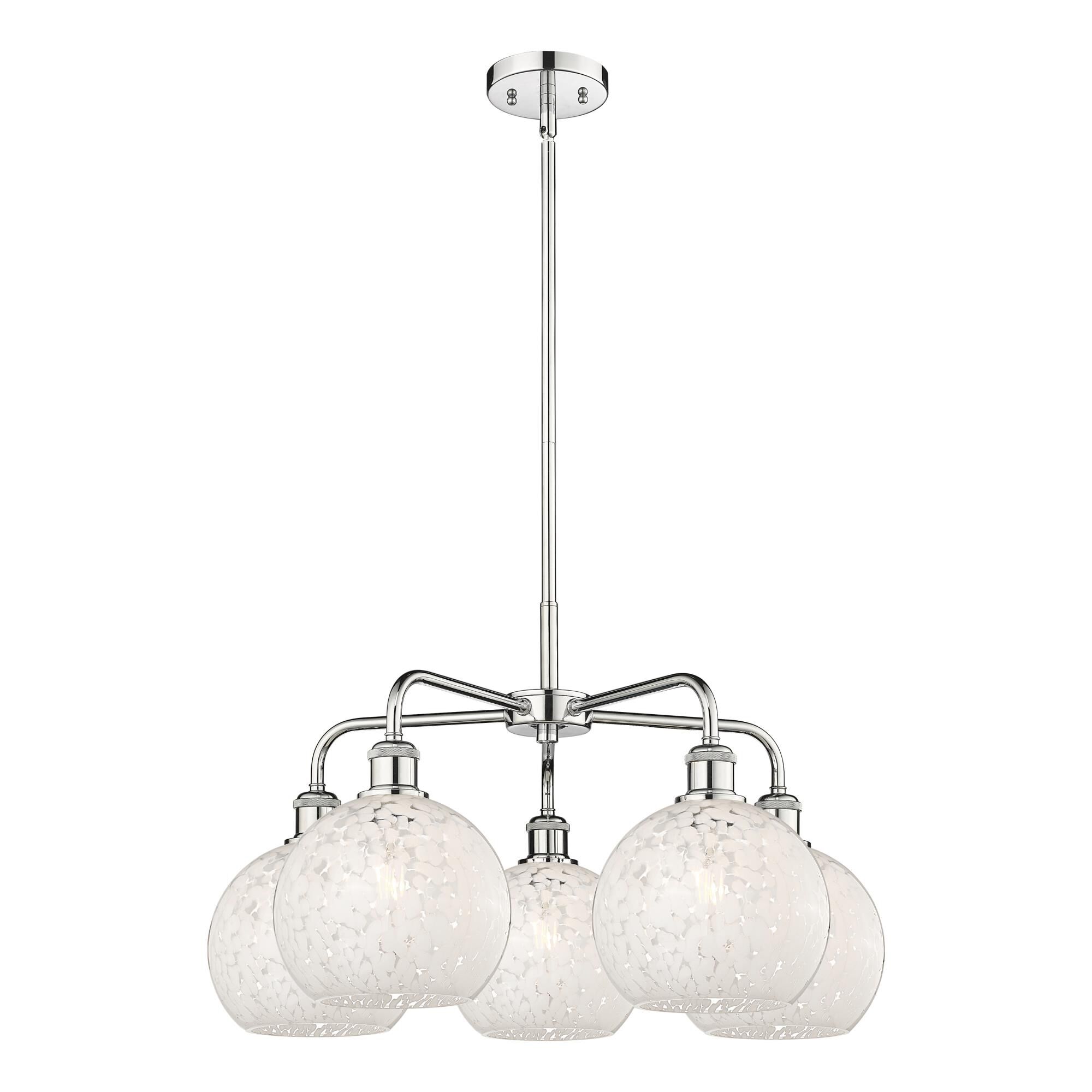 Shown in Polished Chrome finish and White Mouchette glass