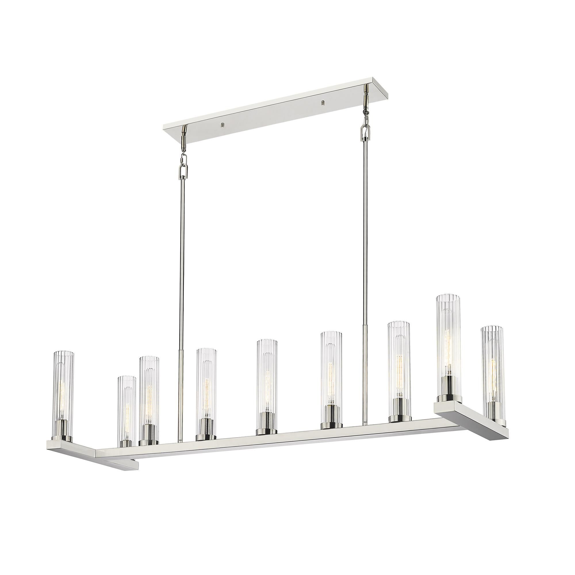 Shown in Polished Nickel finish and Glass shade