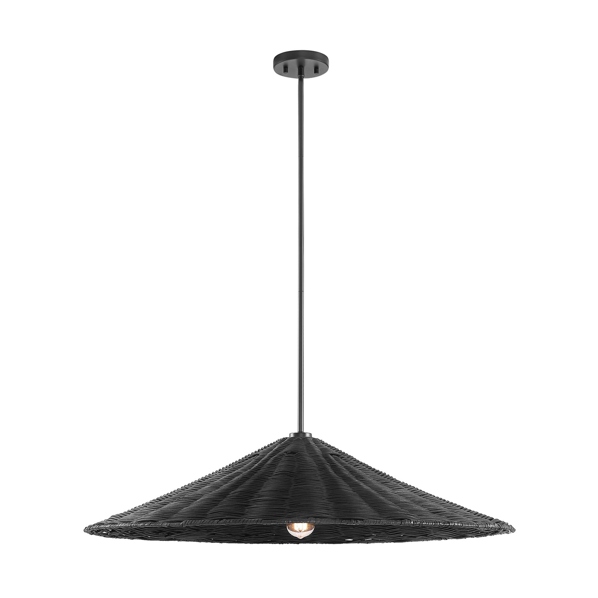 Shown in Matte Black finish and Natural Rattan shade