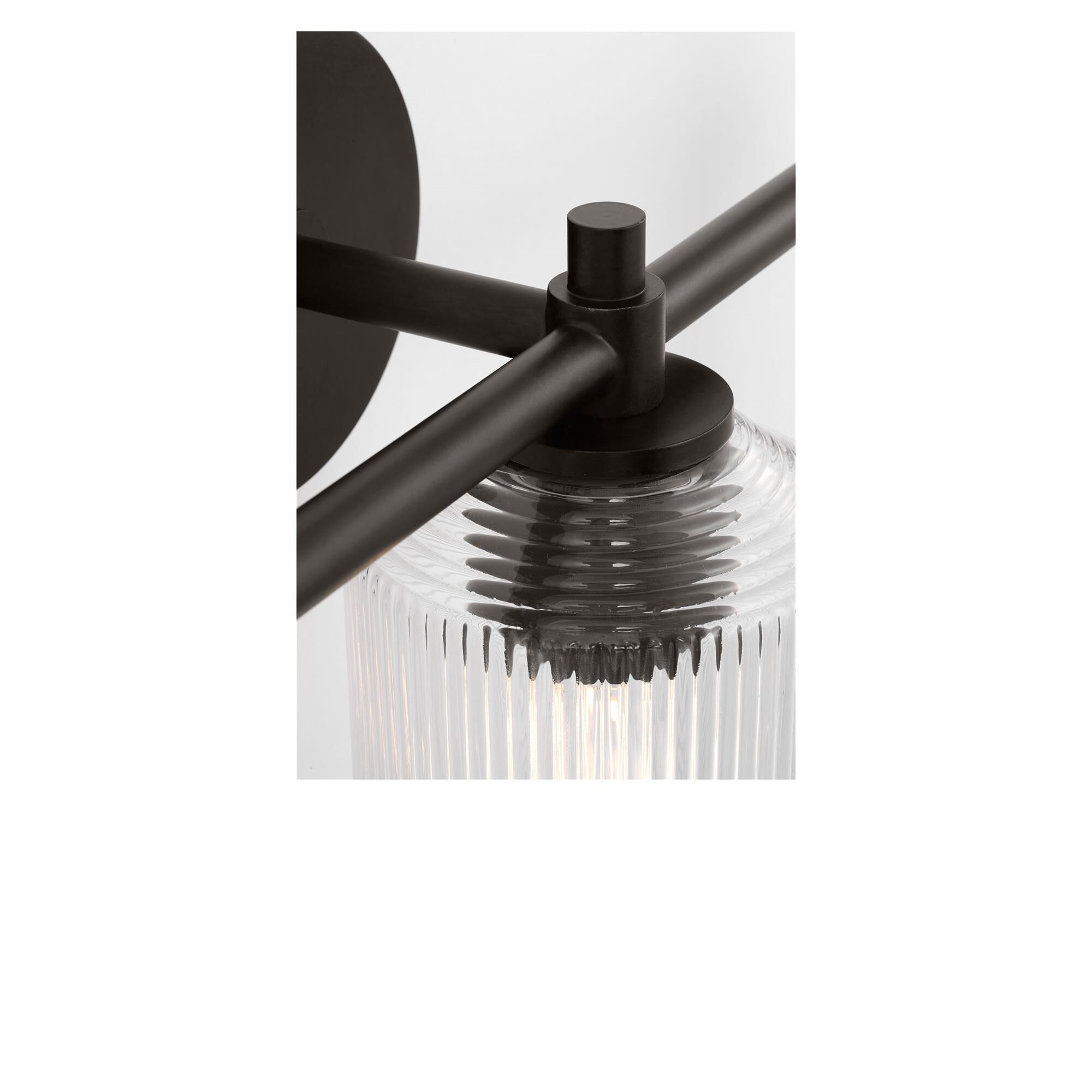 Shown in Aged Iron finish and Clear Ribbed glass