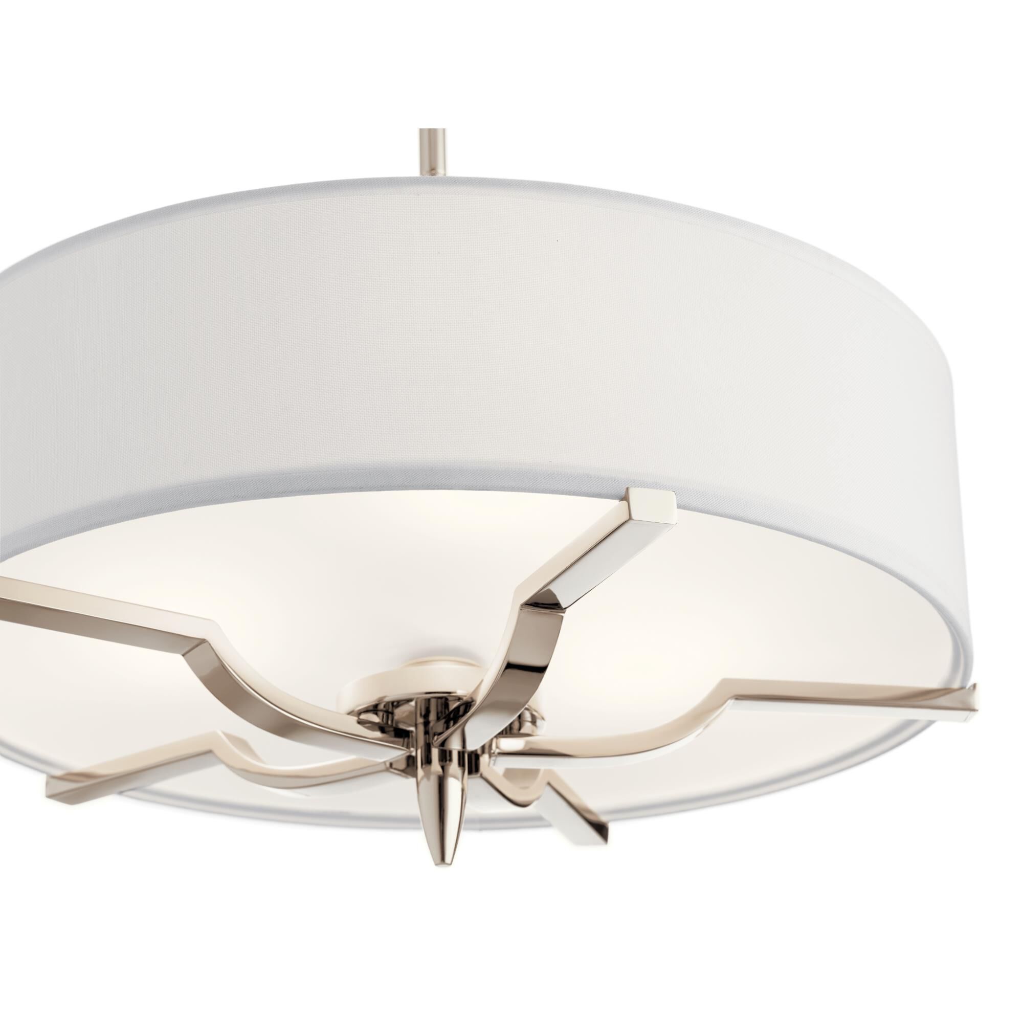 Shown in Polished Nickel finish and White Linen - Etched Diffuer shade