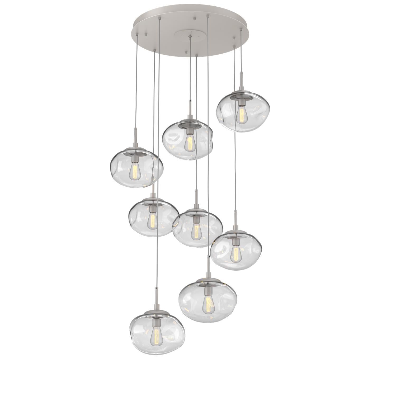 Shown in Metallic Beige Silver finish and Blown Clear glass