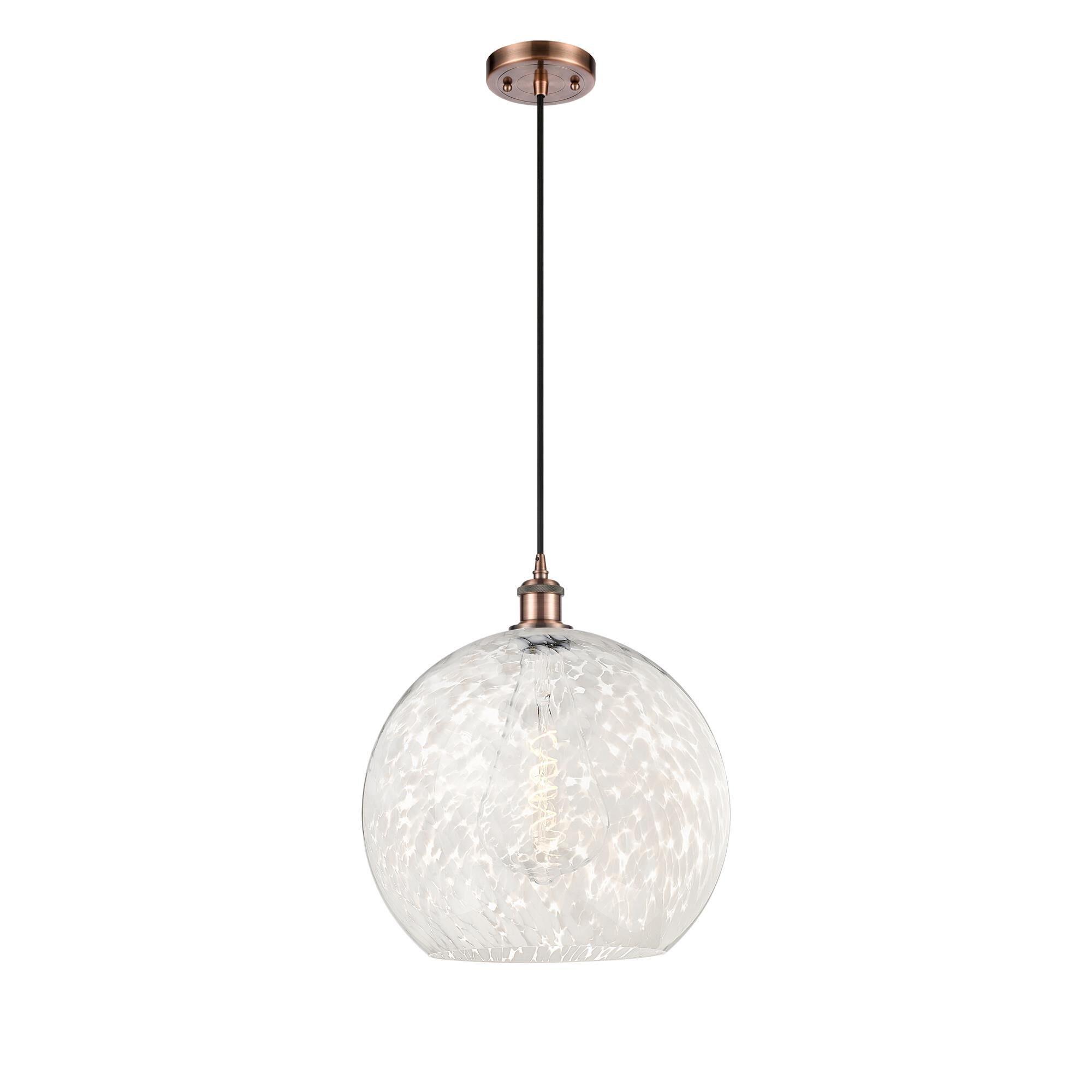 Shown in Antique Copper finish and White Mouchette glass