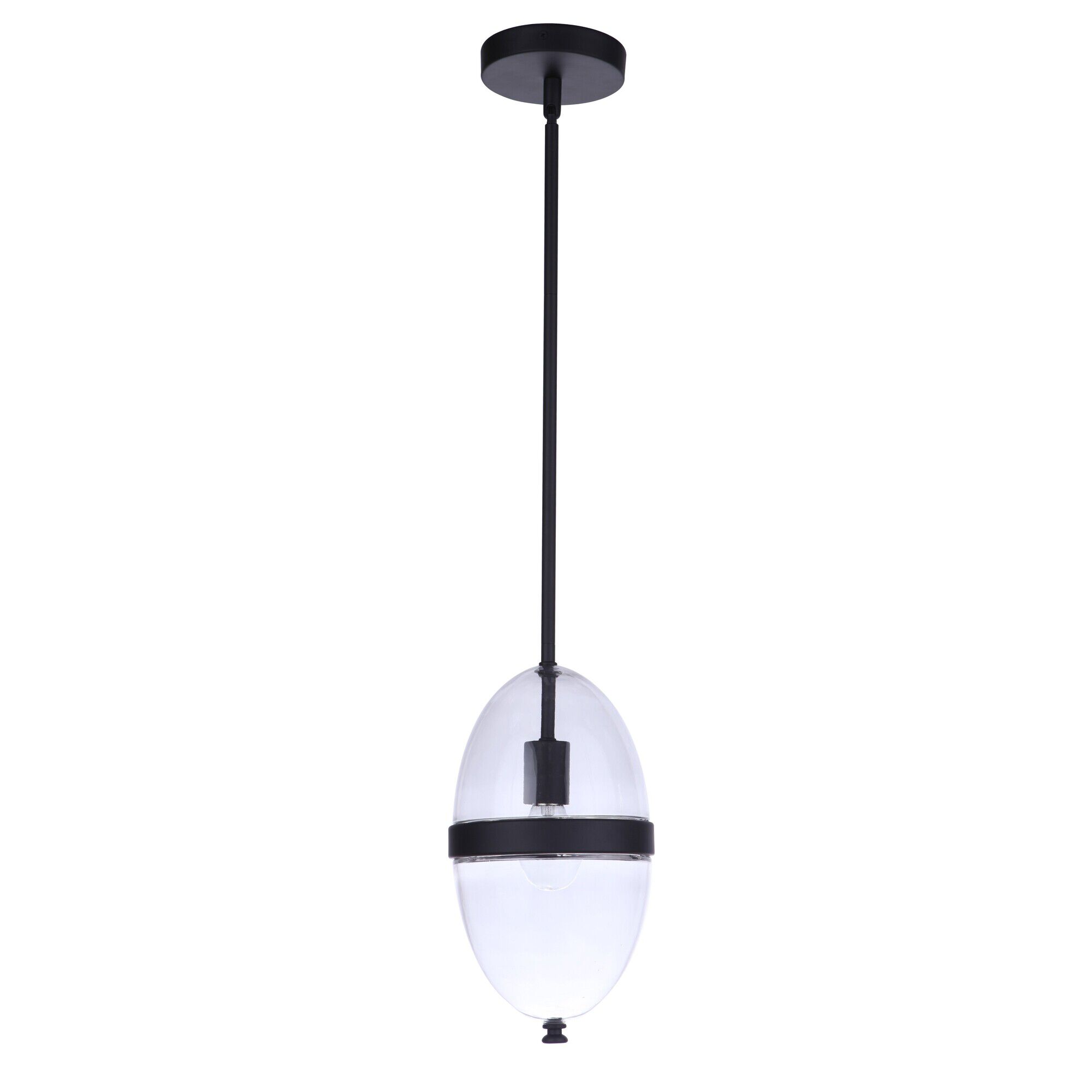 Shown in Midnight finish and Clear glass and Glass shade