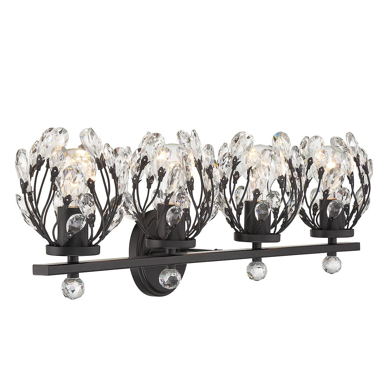 Shown in Matte Black finish and Clear crystal