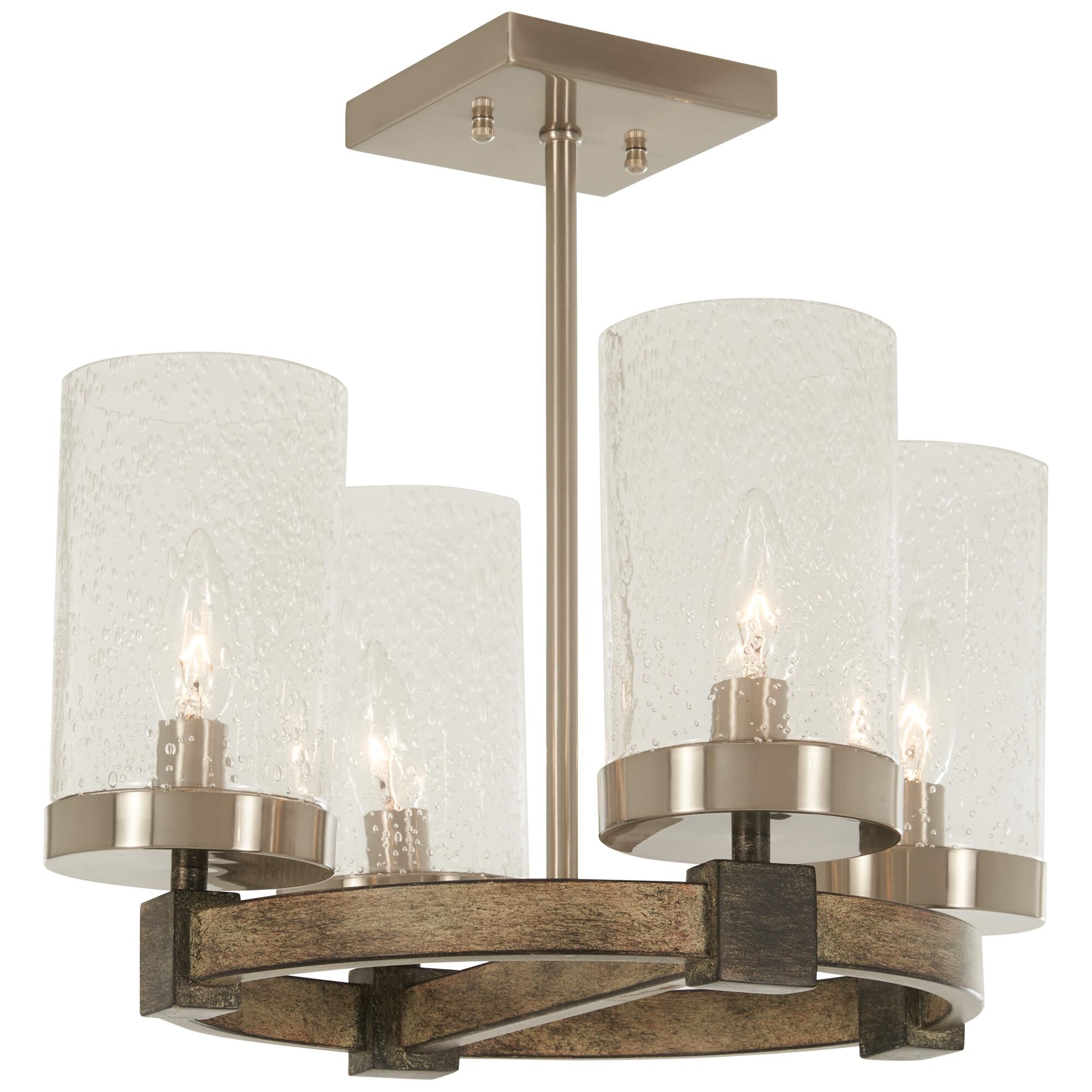Shown in Stone Grey W/Brushed Nickel finish and Clear Seedy glass
