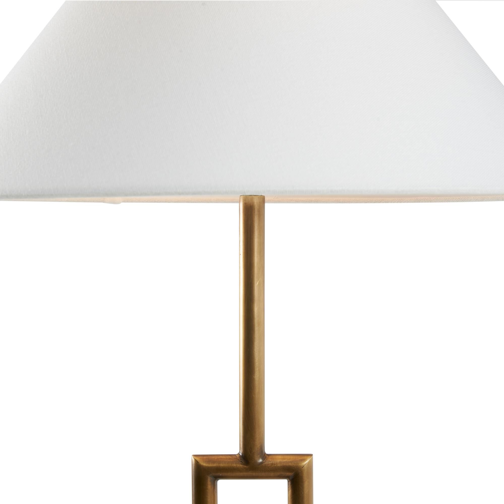 Shown in Gold finish and Linen shade