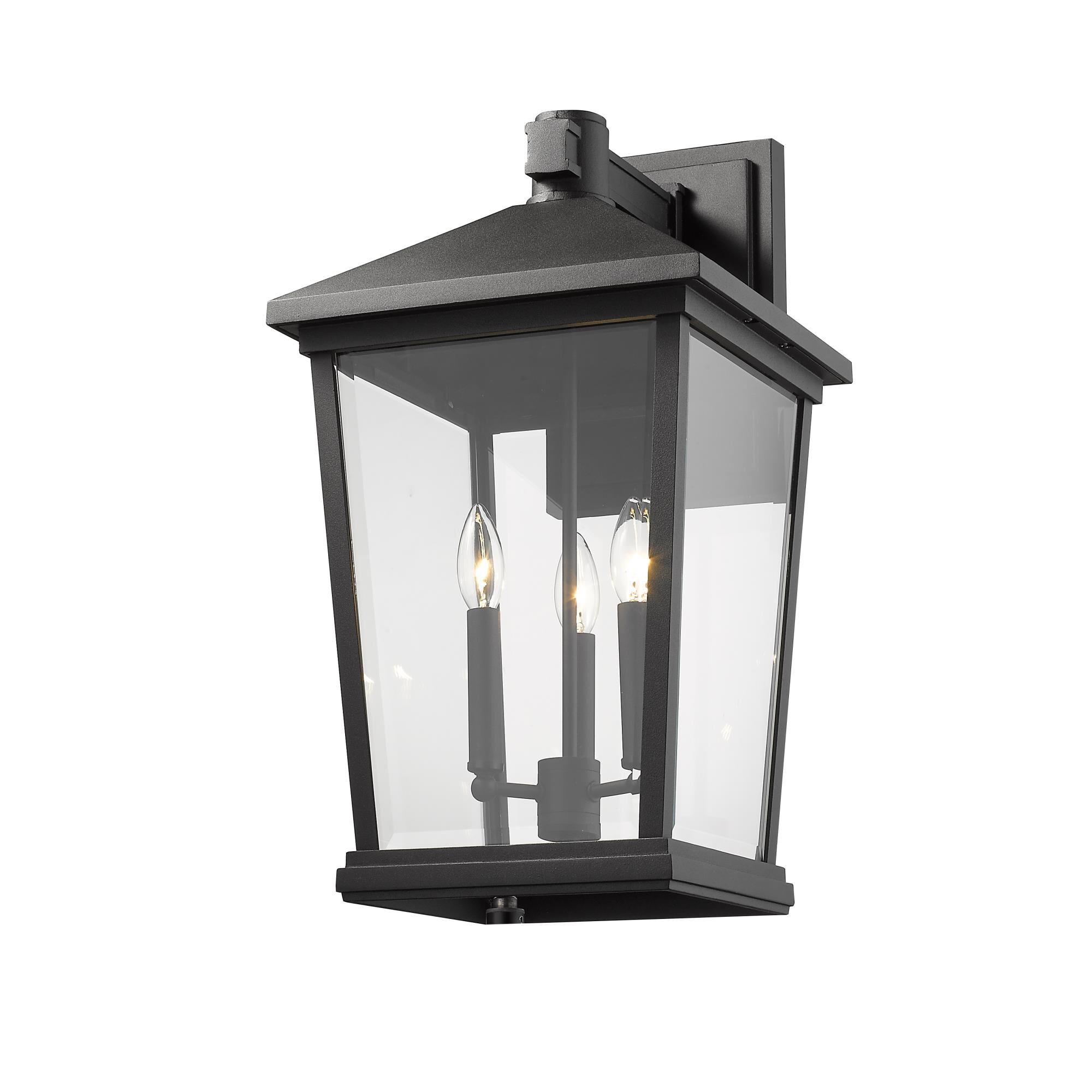 Shown in Black finish and Glass shade