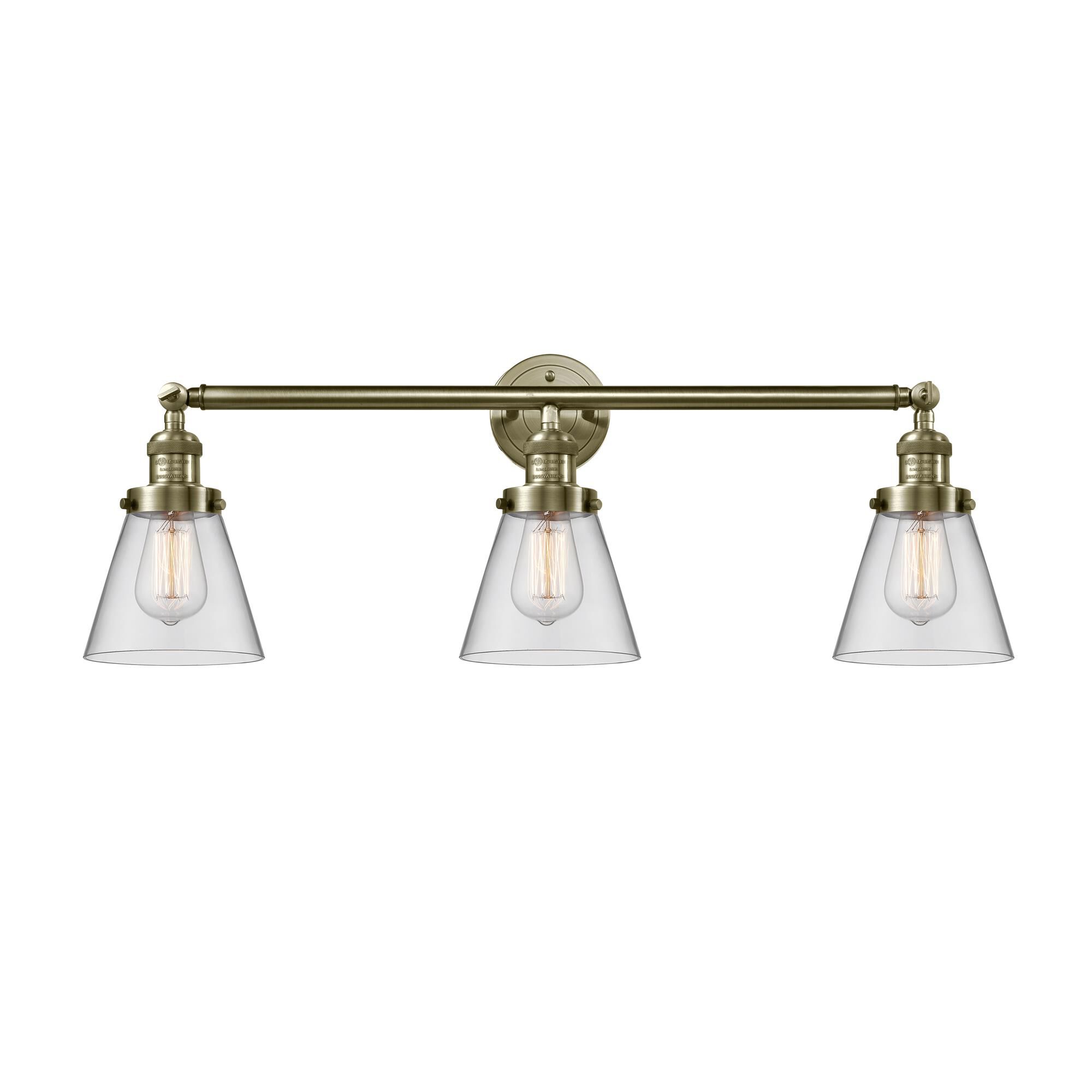 Shown in Antique Brass finish and Clear glass