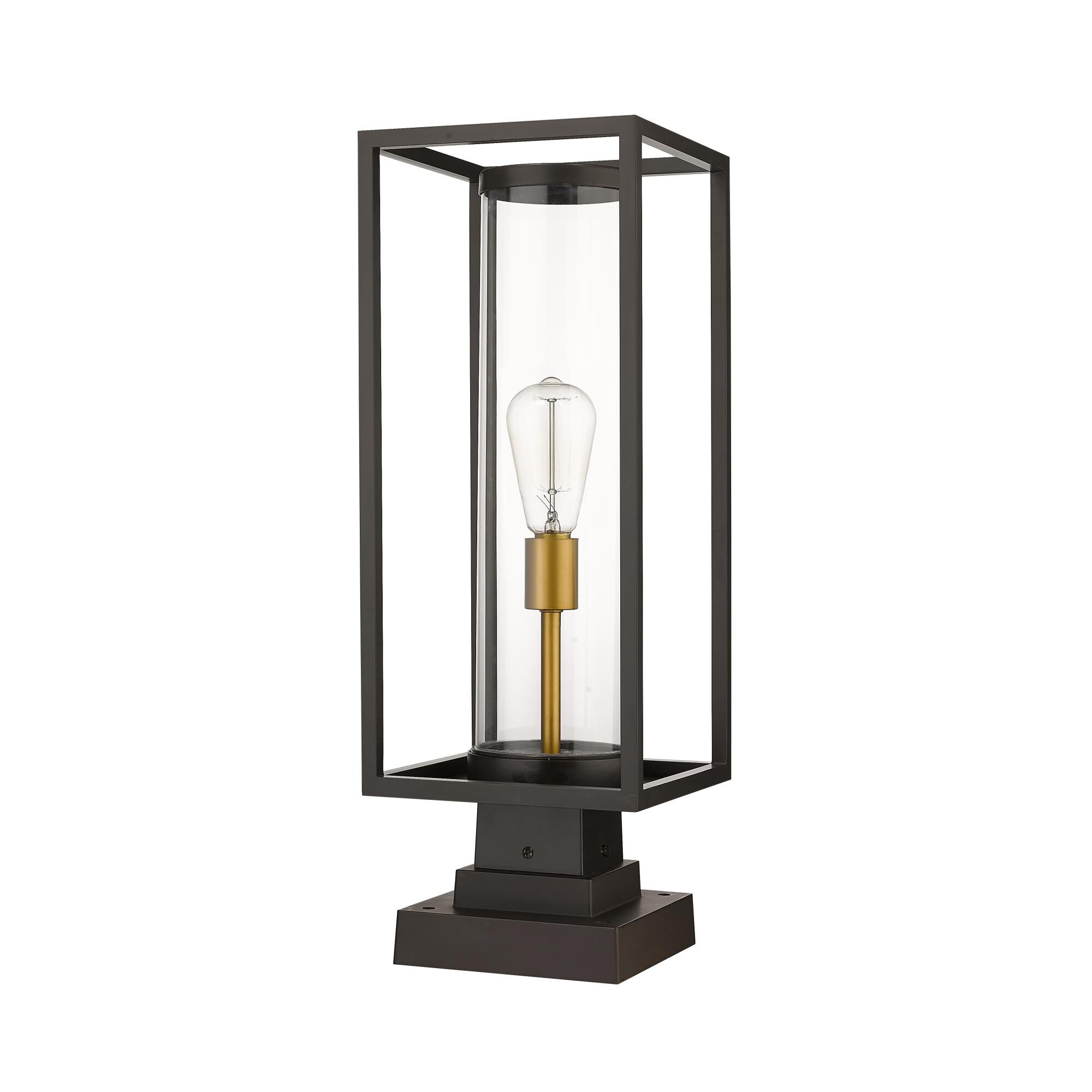 Shown in Deep Bronze + Outdoor Brass finish and Glass shade