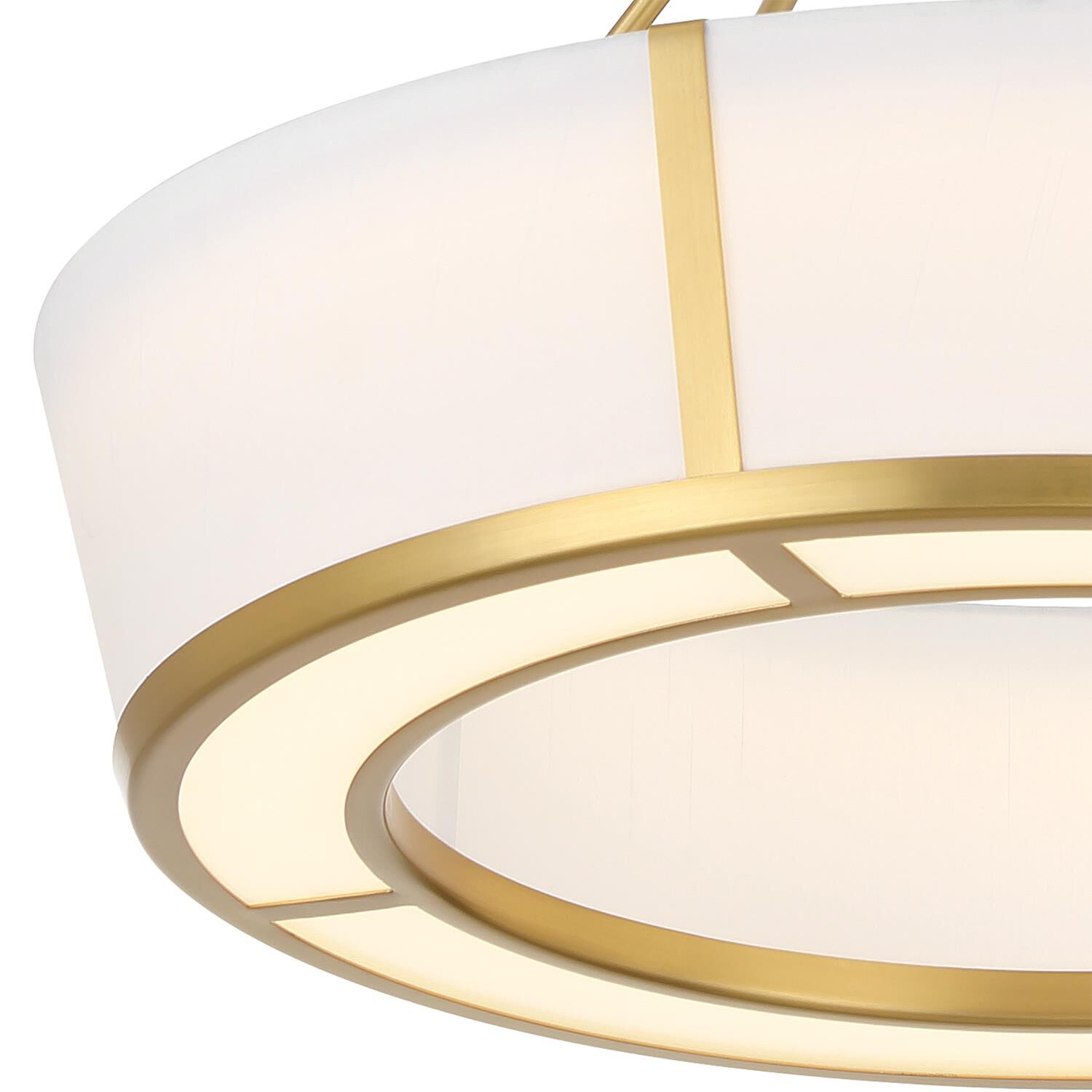 Shown in Luxe Gold finish and Fabric glass and Fabric shade