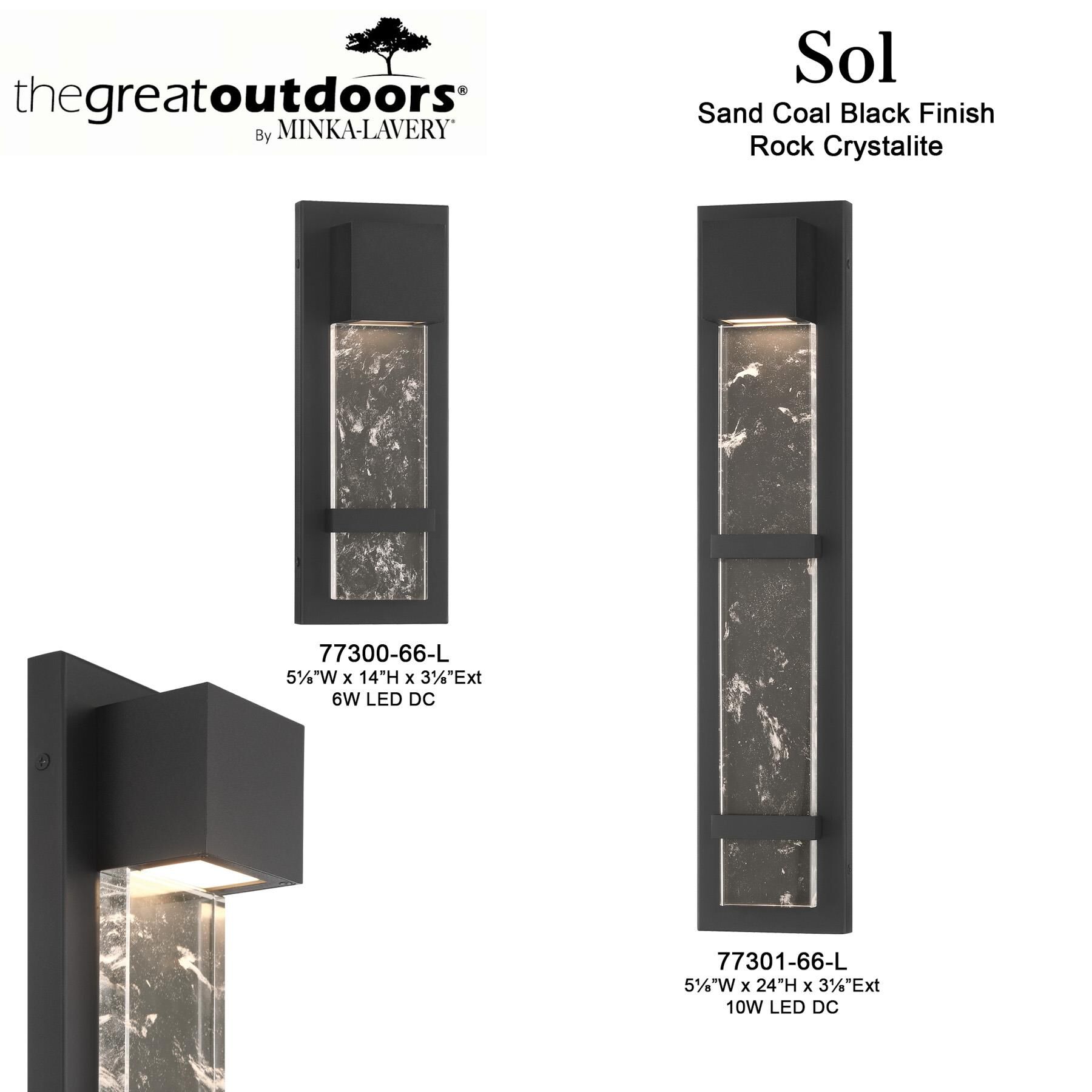 Shown in Sand Coal finish and Rock Crystalite glass