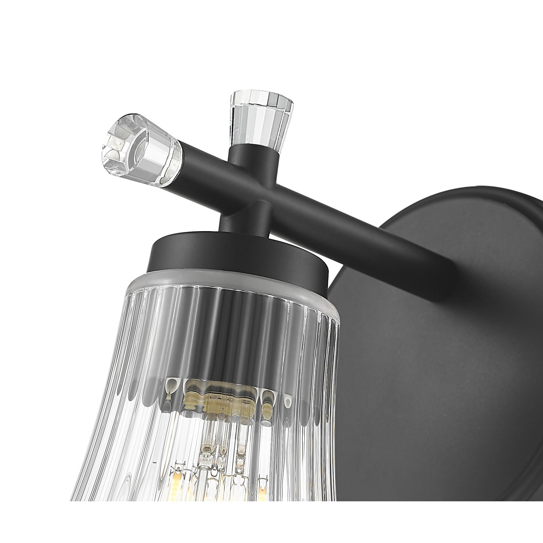 Shown in Matte Black finish and Clear glass and Clear shade