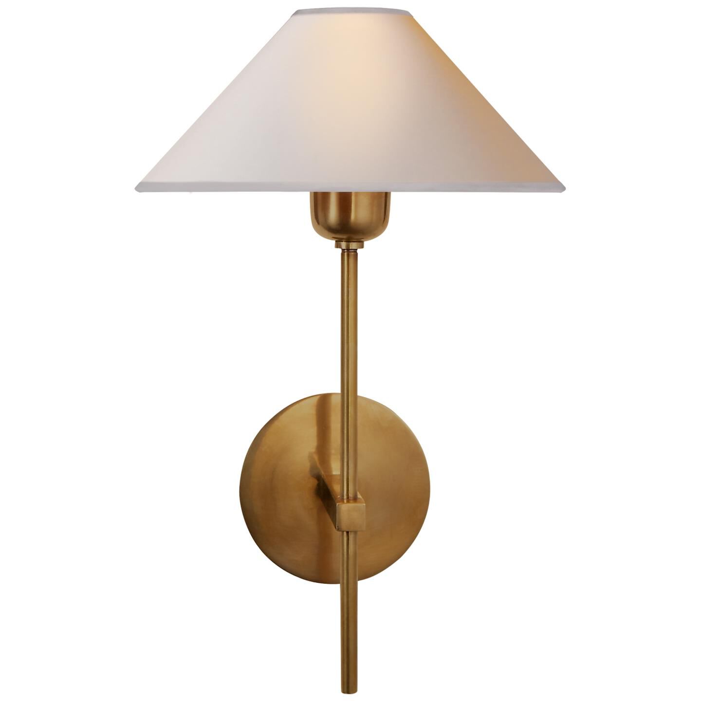 Shown in Hand-Rubbed Antique Brass finish and Round Natural Paper shade 