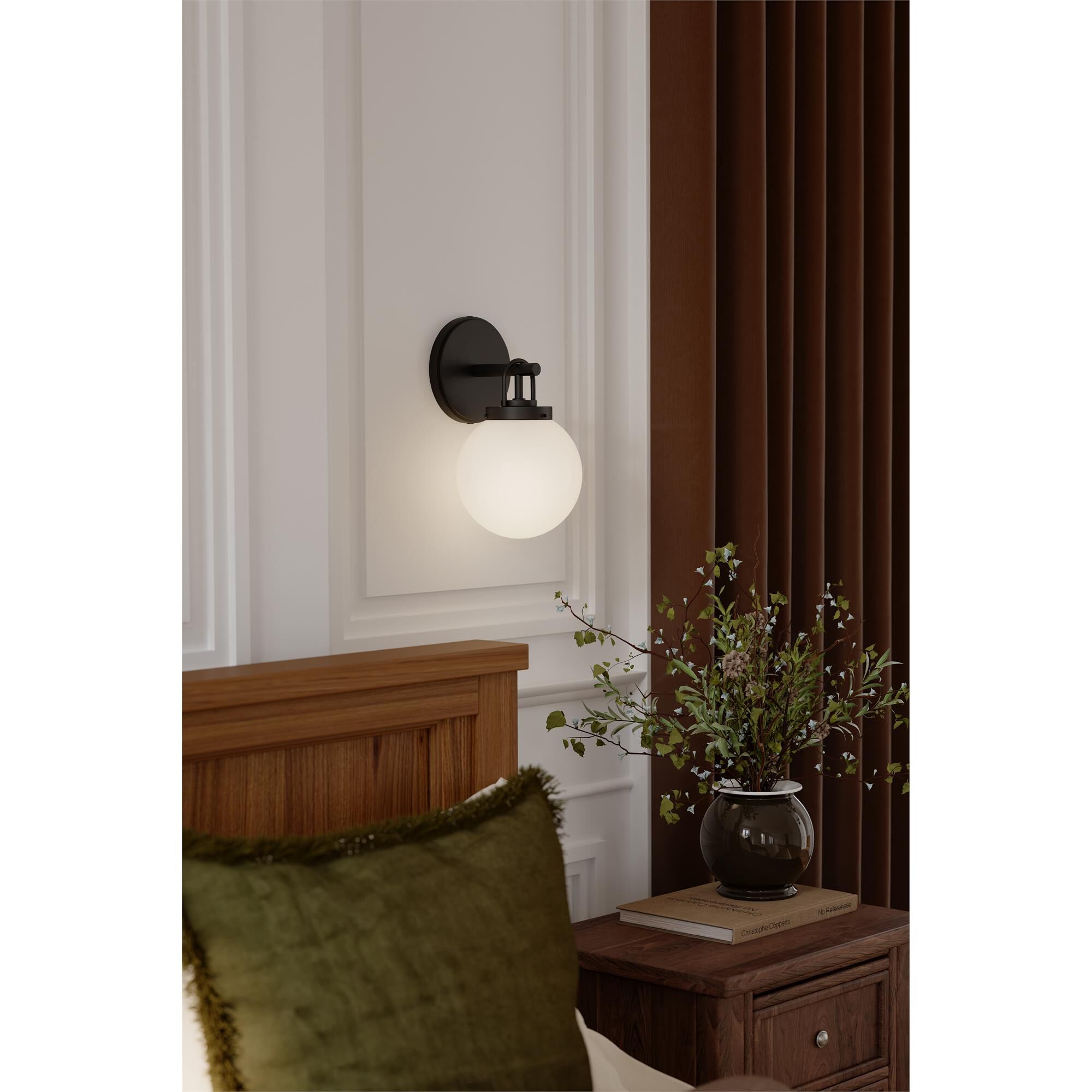 Shown in Dark Matte Black finish and Etched White glass