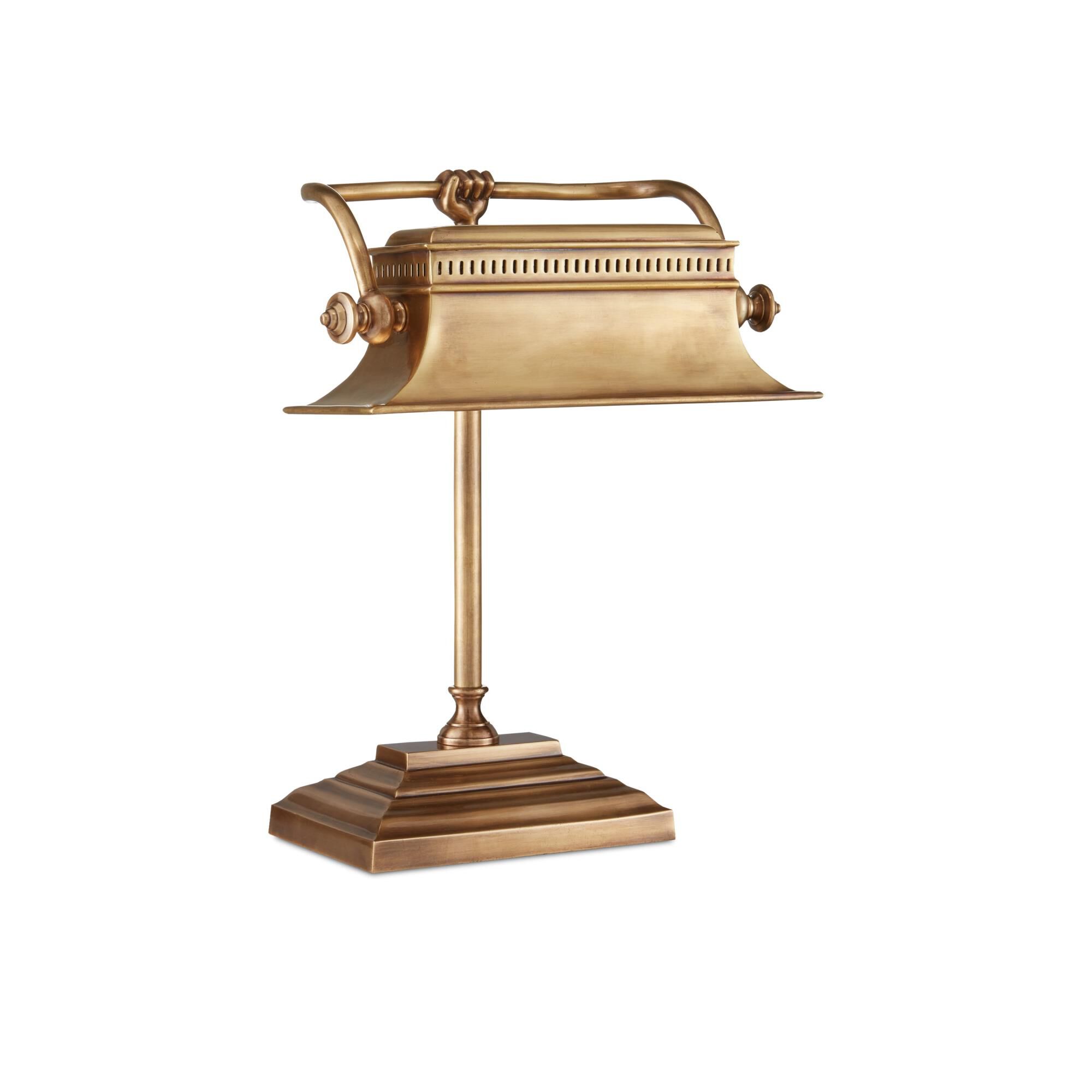 Shown in Vintage Brass finish and Antique Brass shade