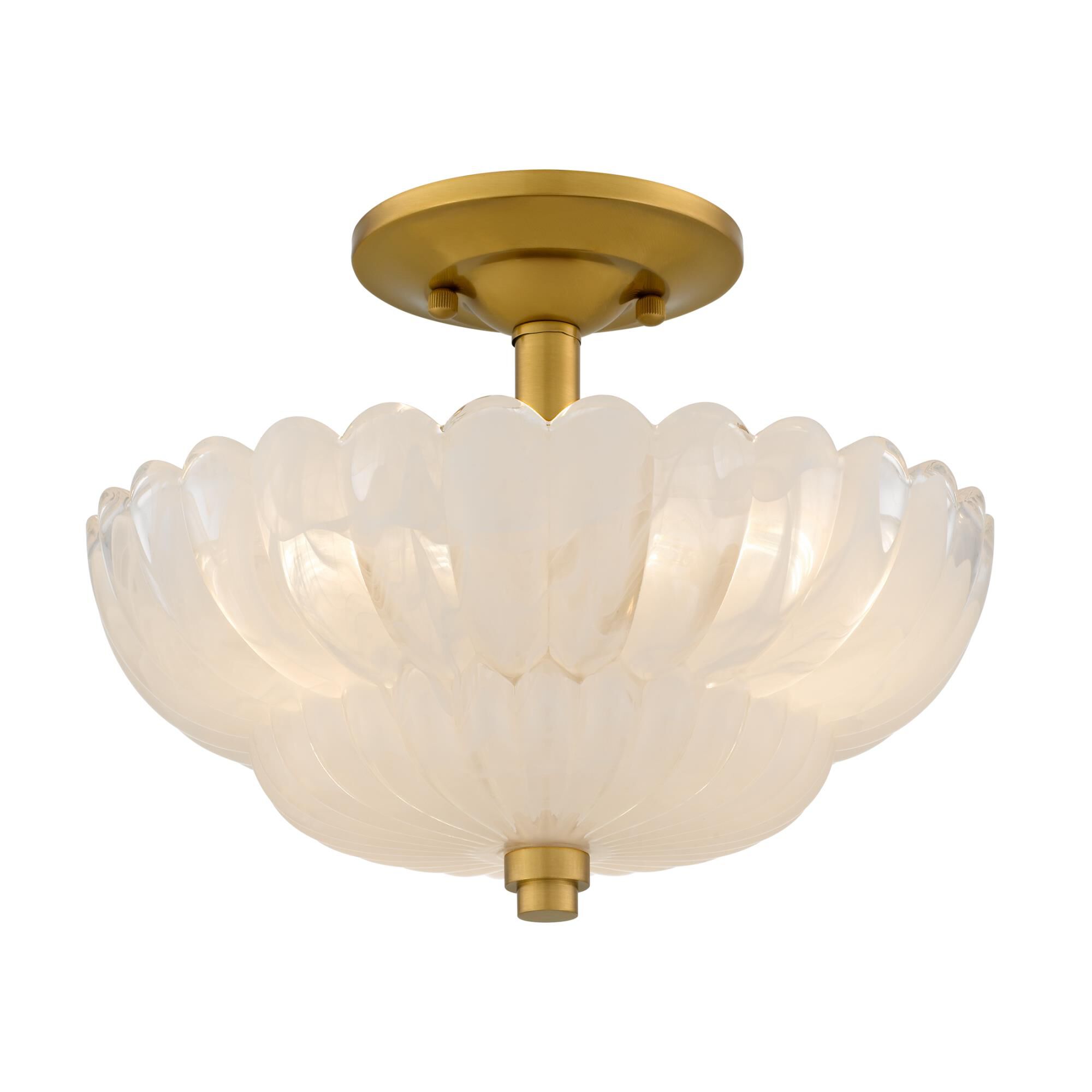 Shown in Brushed Gold finish and Alabaster Glass shade