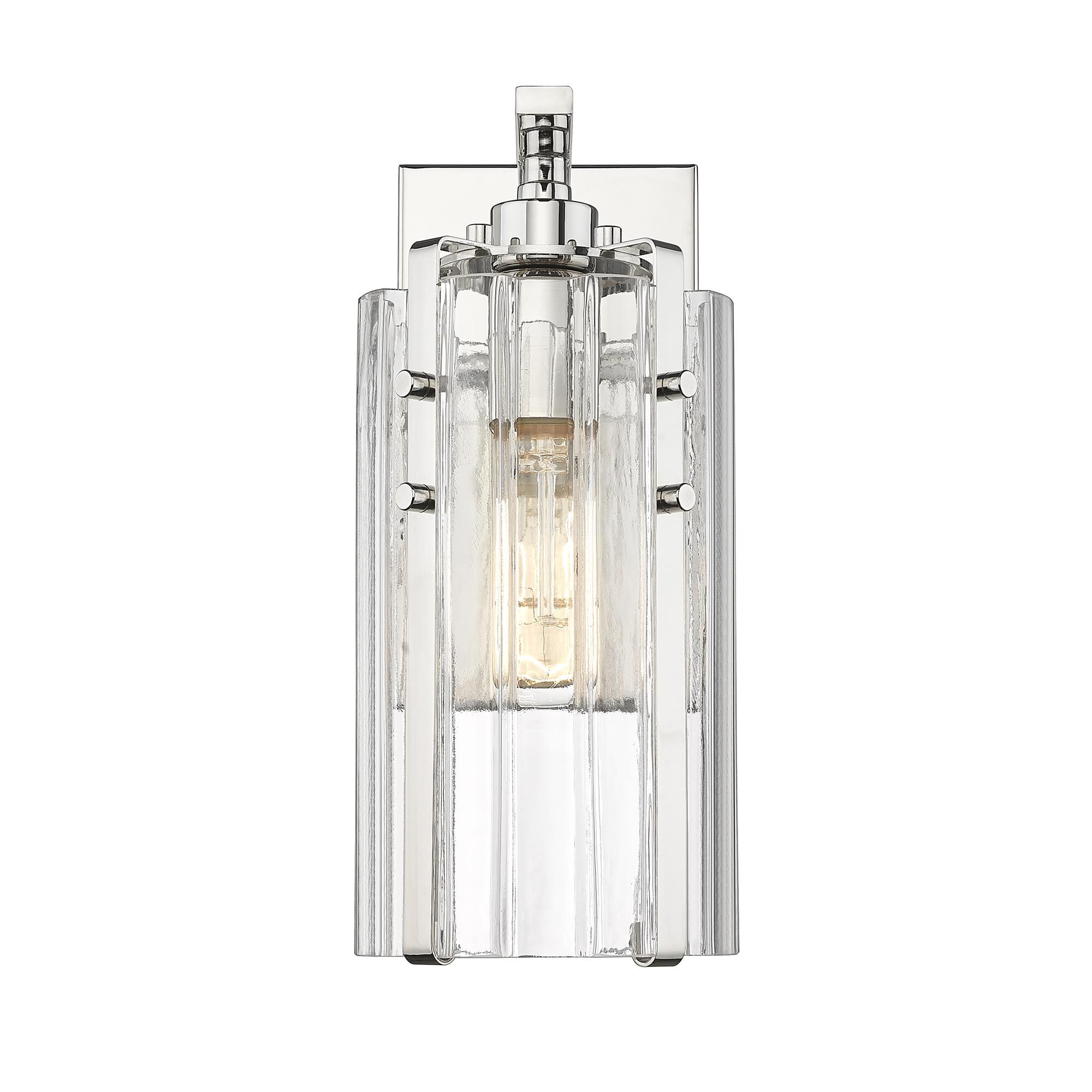 Shown in Polished Nickel finish and Clear glass and Clear shade