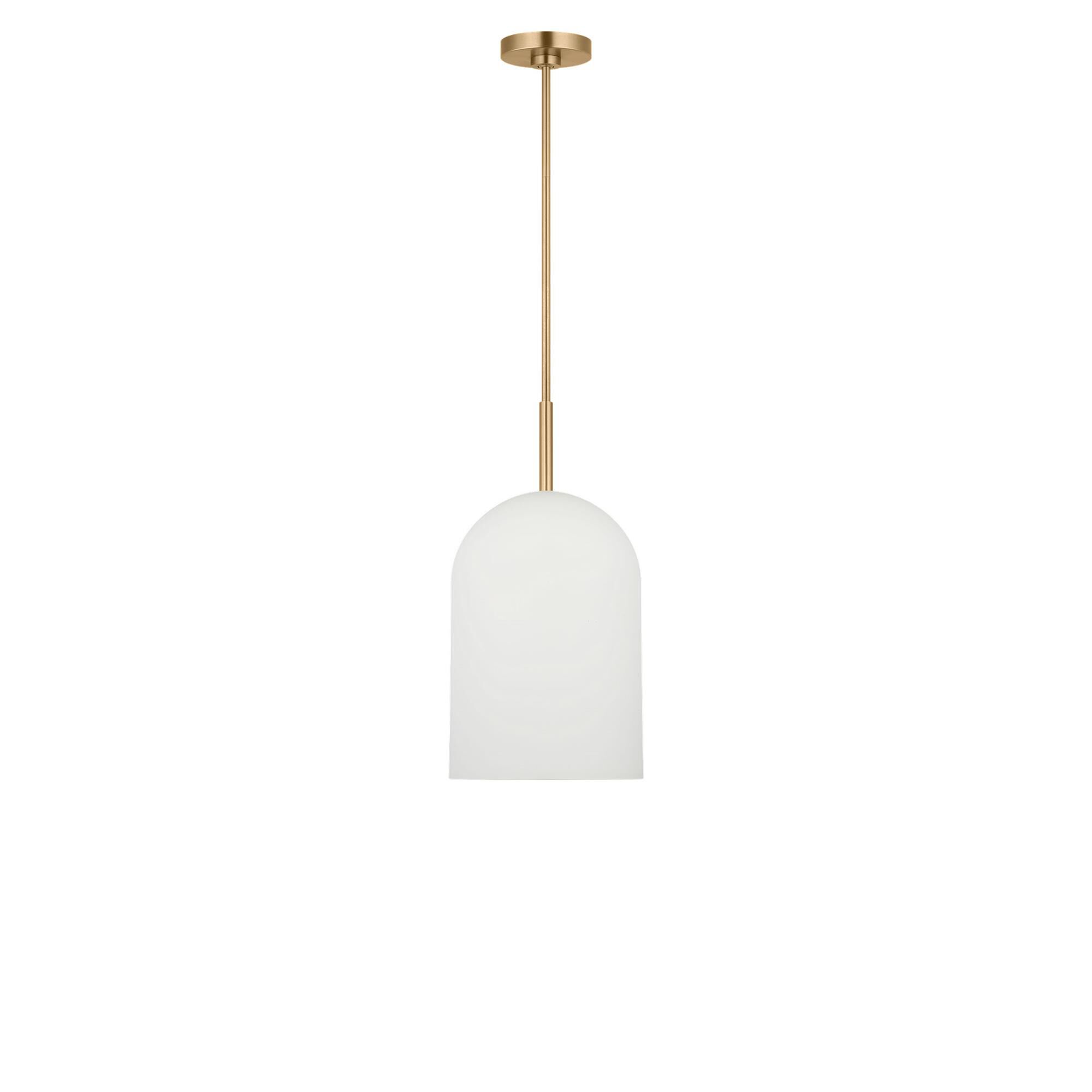 Shown in Satin Brass finish and Etched White glass