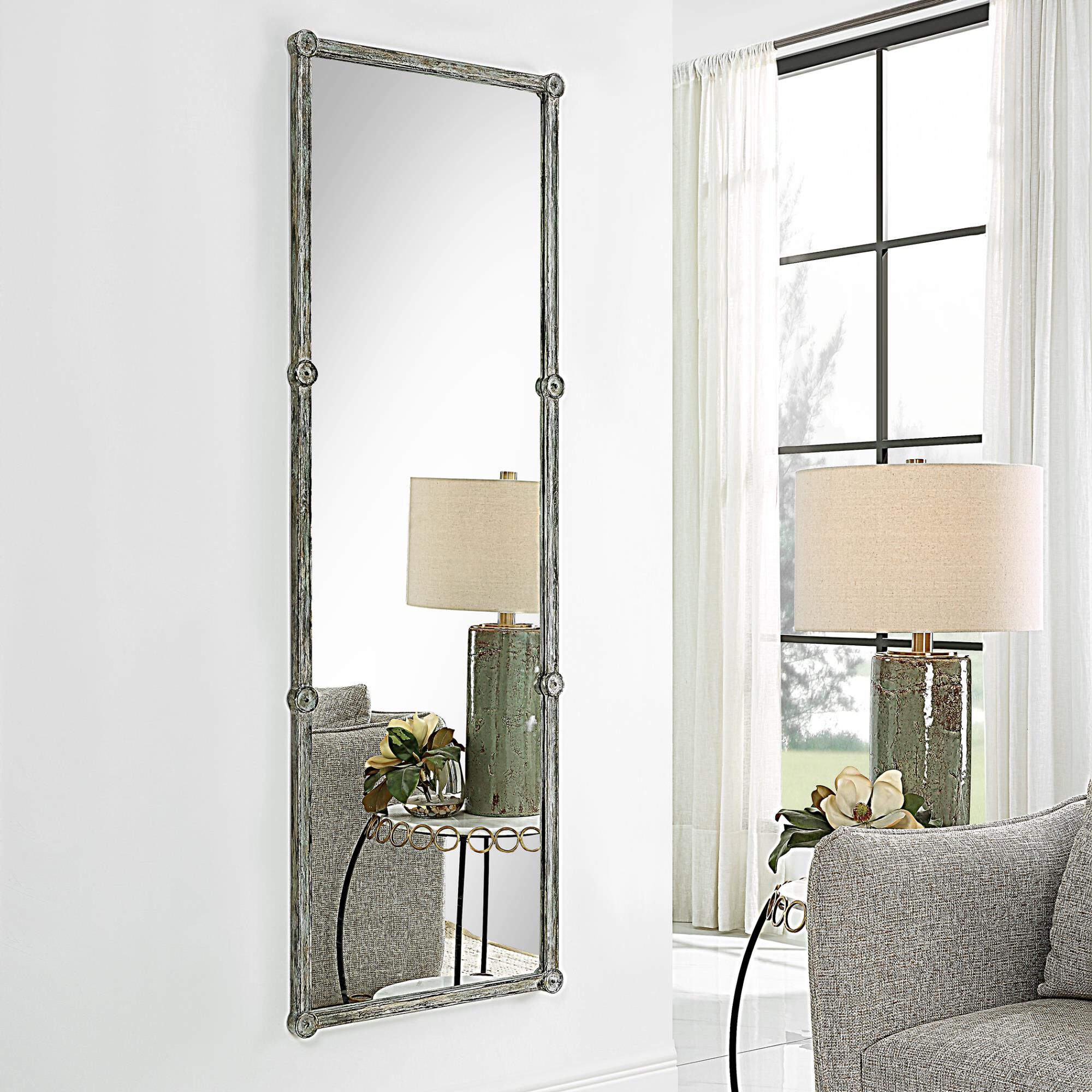 Shown in This Dressing Mirror Showcases A Traditional Design With Channeled Frame And Medallion Accents Featu finish