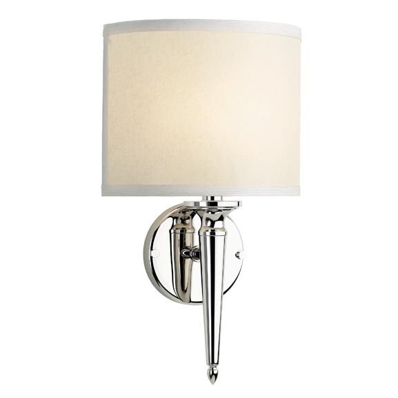 Shown in Polished Nickel finish and Ecru Parchment shade 