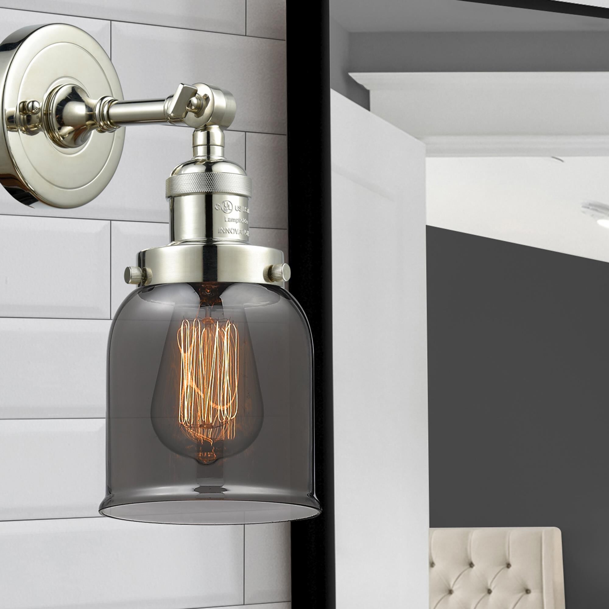 Shown in Polished Nickel finish and Plated Smoked glass