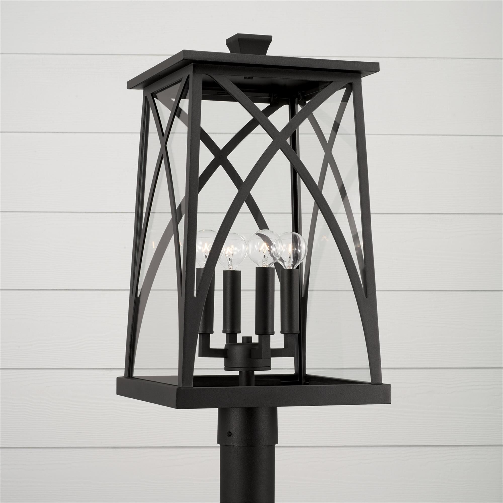 Shown in Black finish and Clear glass