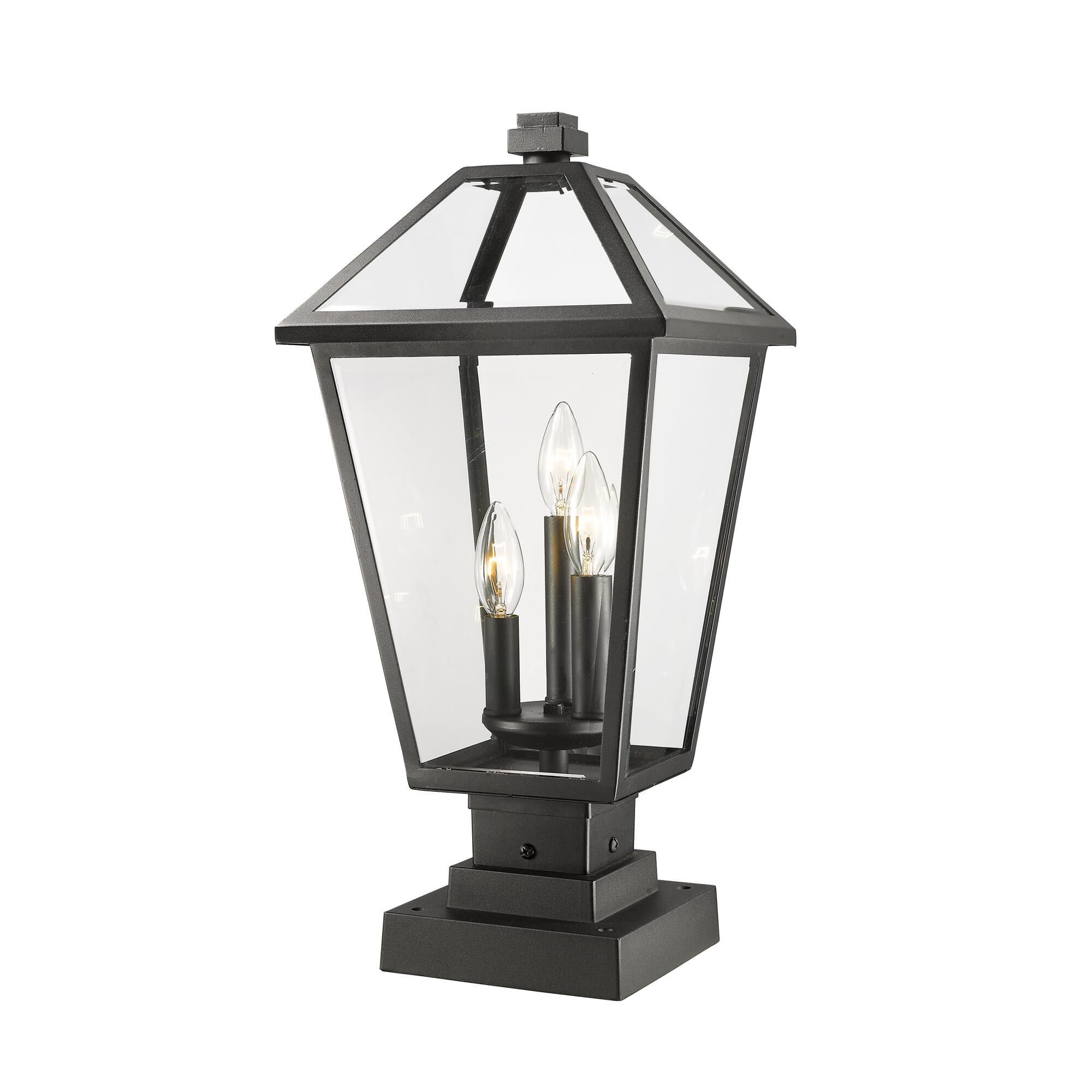 Shown in Black finish and Glass shade
