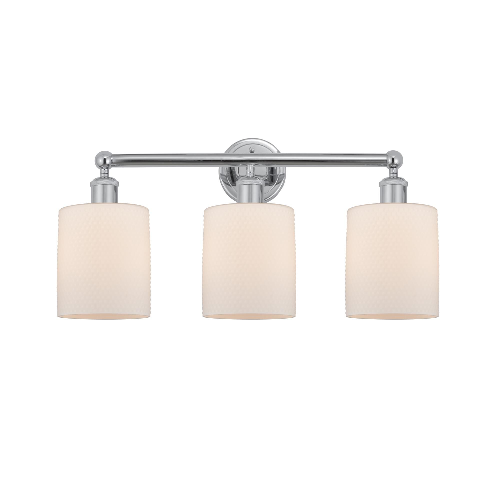 Shown in Polished Chrome, Matte White finish and Matte White glass and Matte White Glass shade