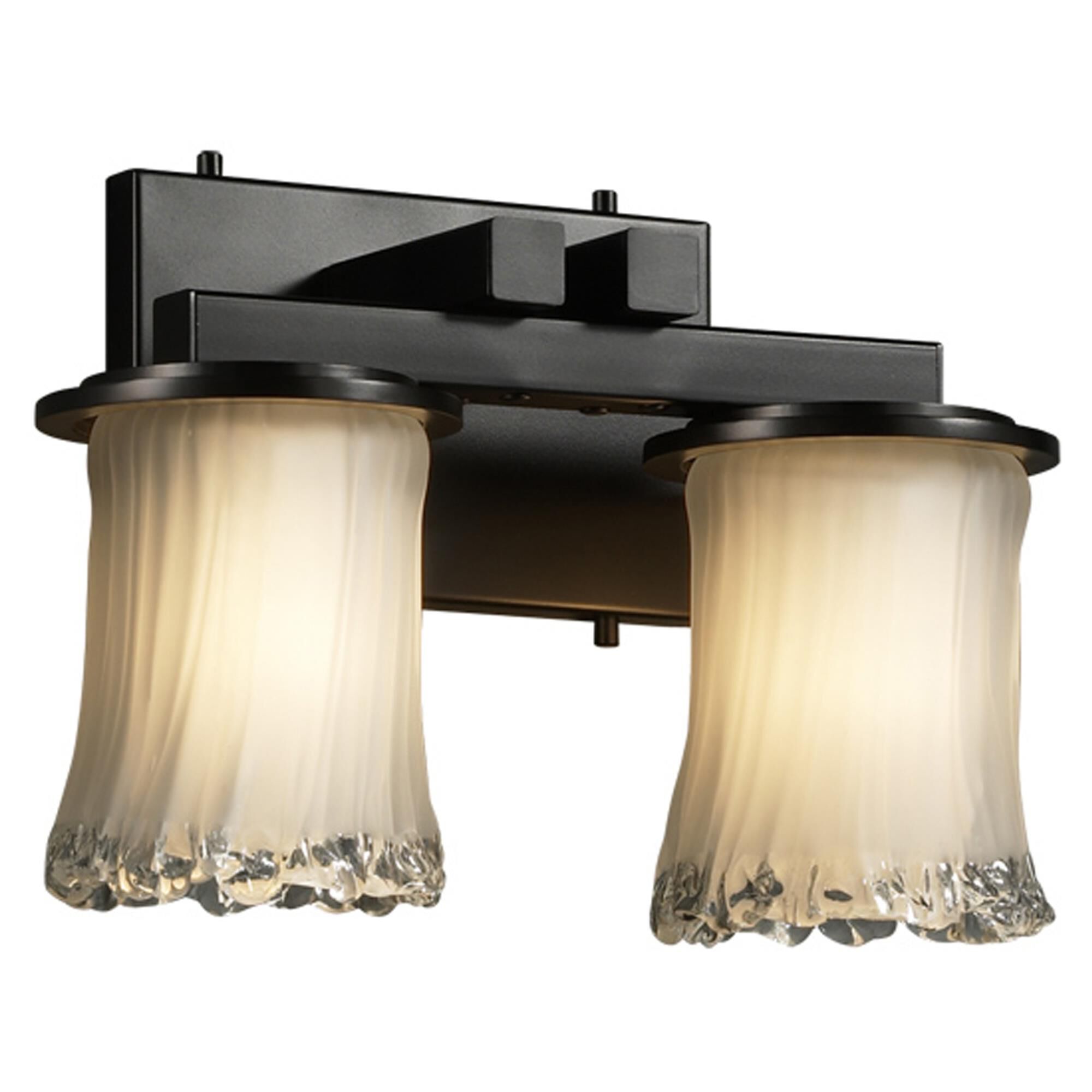 Shown in Matte Black finish and White Frosted Venetian glass and Cylinder with Rippled Rim (GLA) shade and Cylinder with Rippled Rim accent