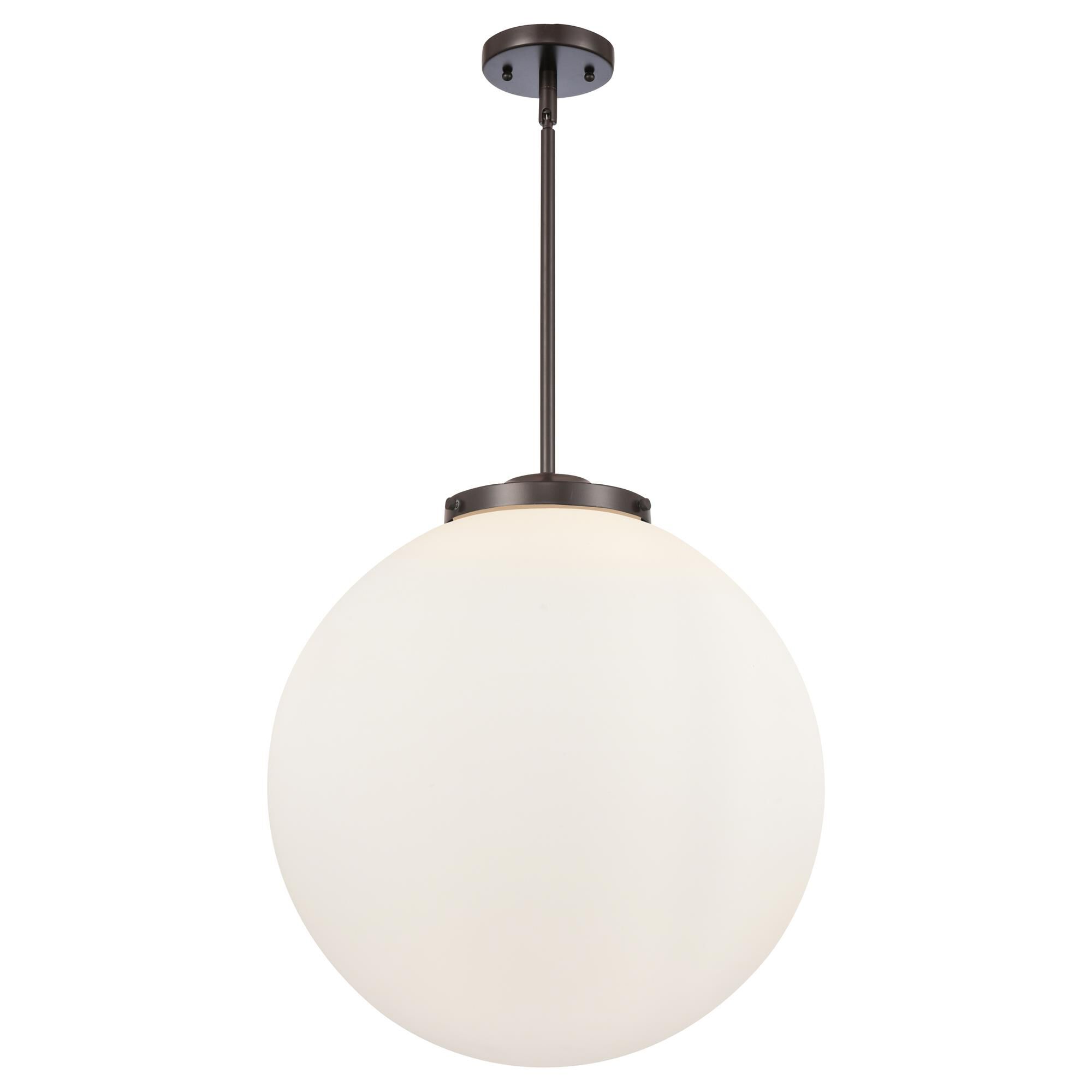 Shown in Oil Rubbed Bronze finish and Matte White Cased Beacon glass
