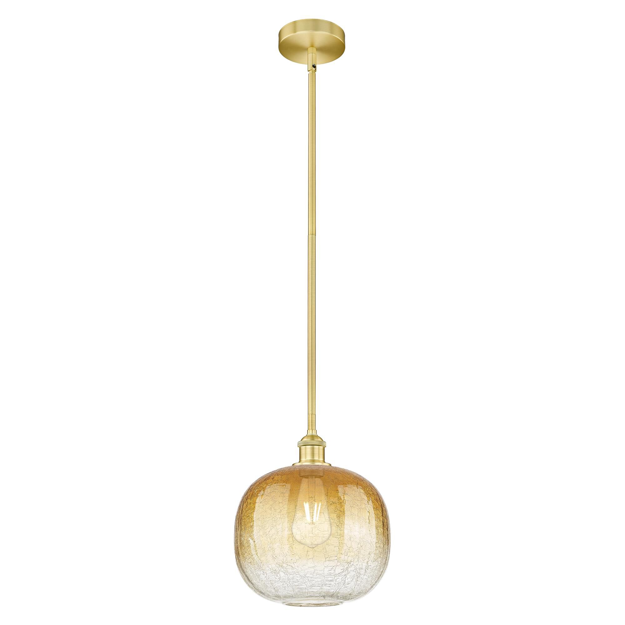 Shown in Satin Gold finish and Amber glass