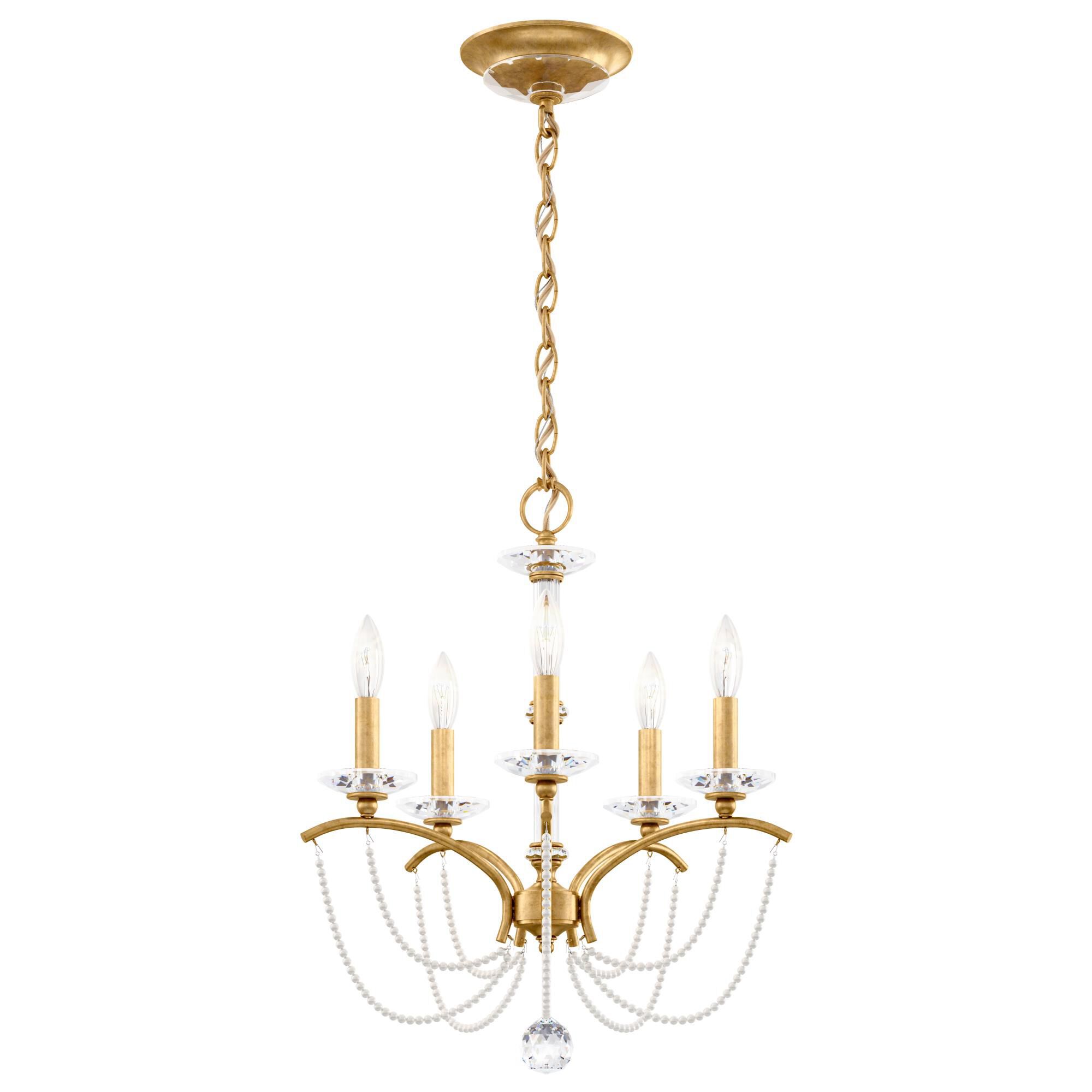 Shown in Heirloom Gold finish and White Pearl crystal