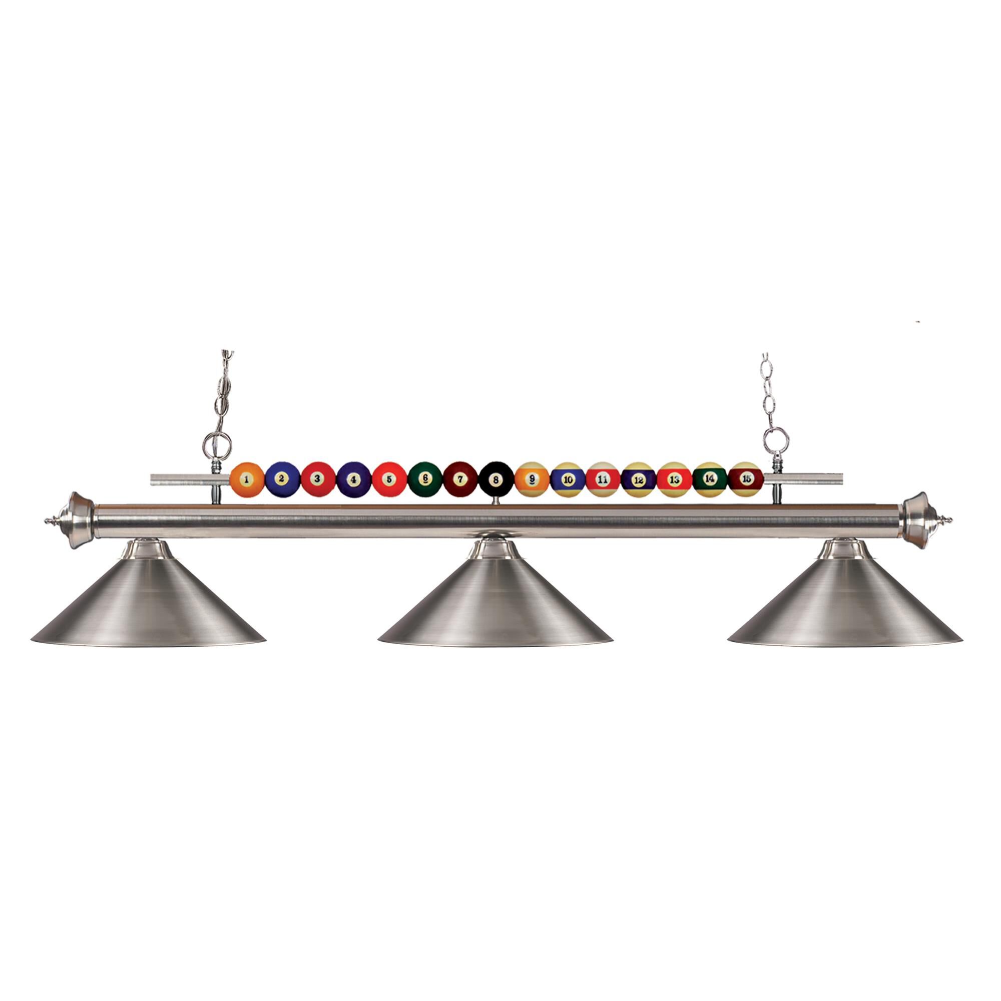 Shown in Brushed Nickel finish and Steel glass and Steel shade
