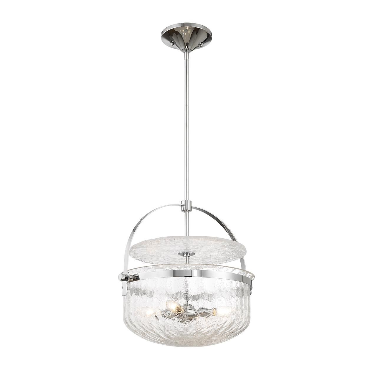 Shown in Polished Chrome finish and Crackled glass