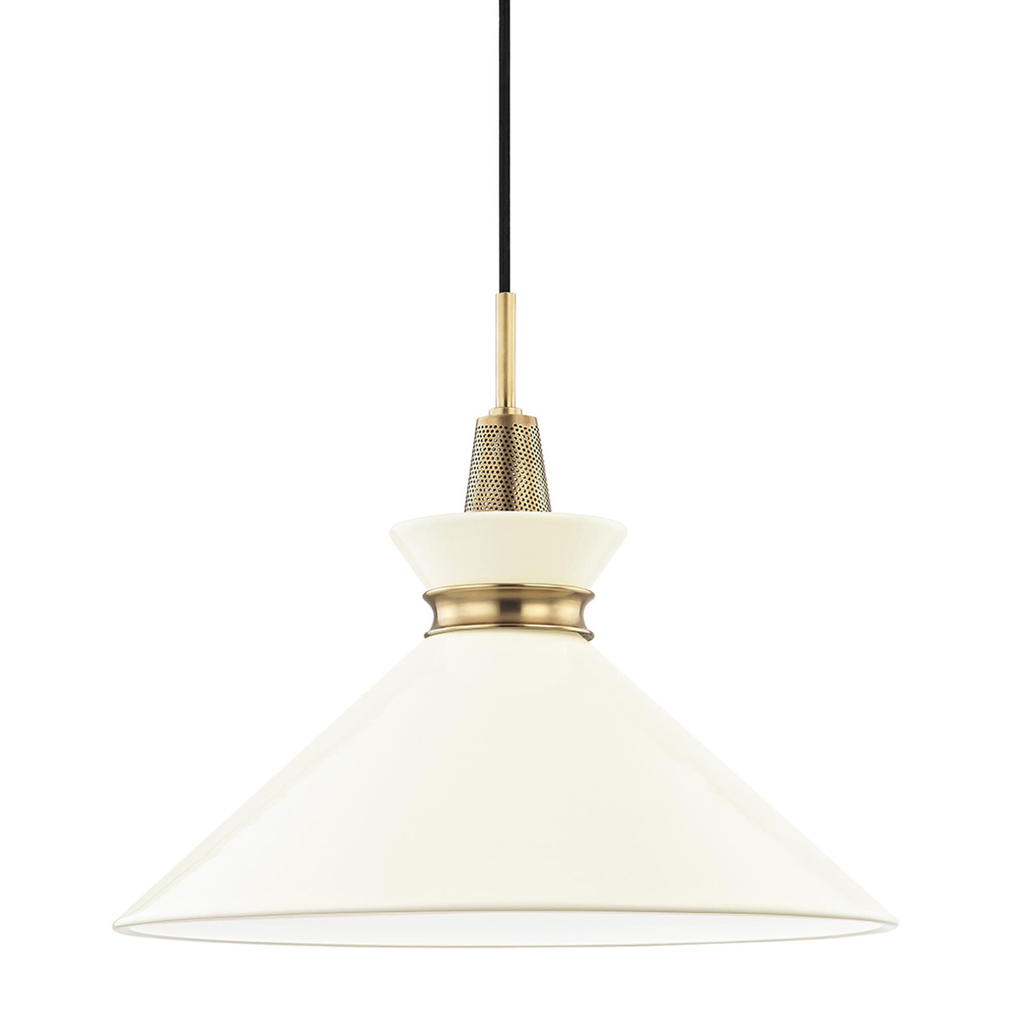 Shown in Aged Brass-Cream finish and Cream Metal shade