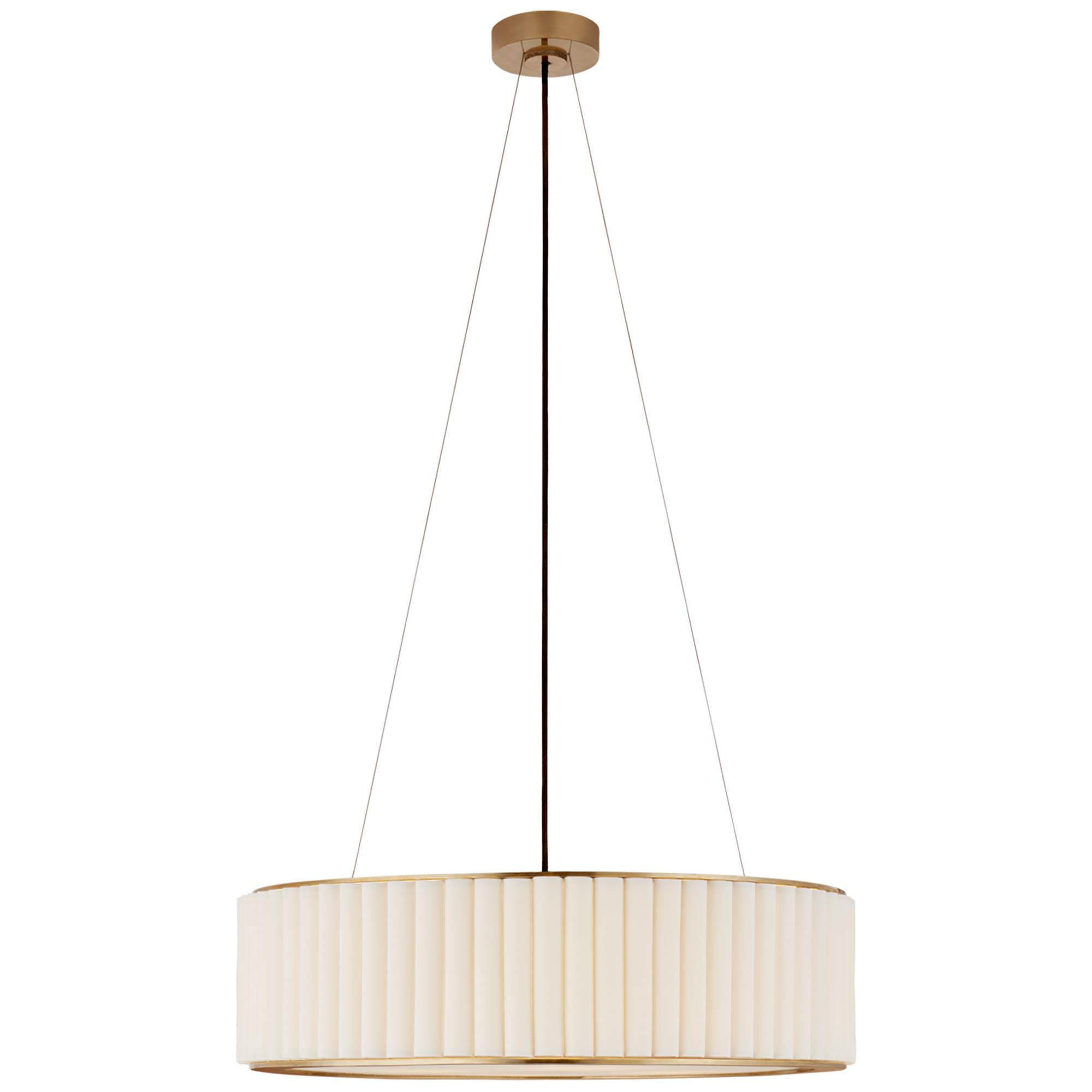 Shown in Hand-Rubbed Antique Brass finish and Linen shade