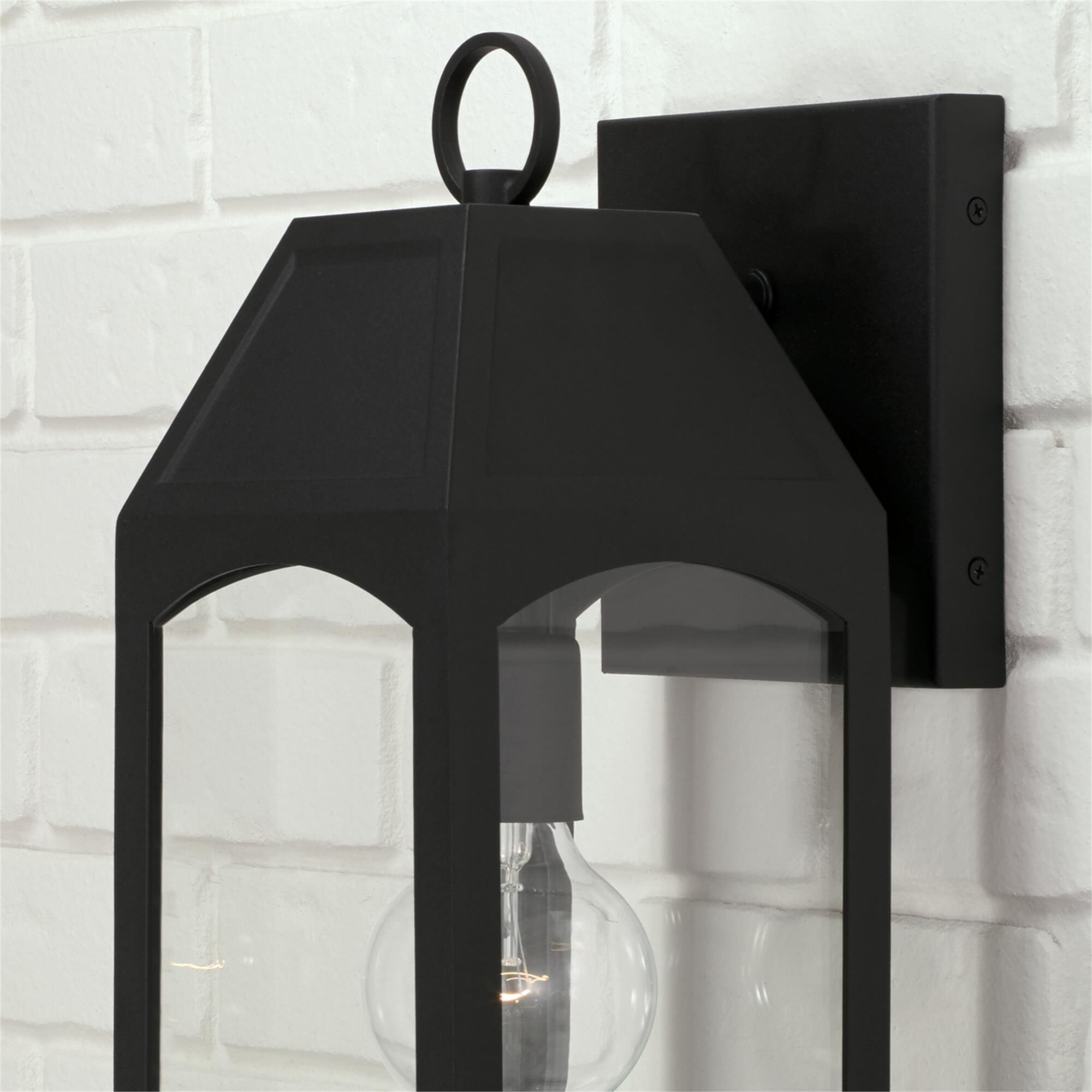 Shown in Black finish and Clear glass