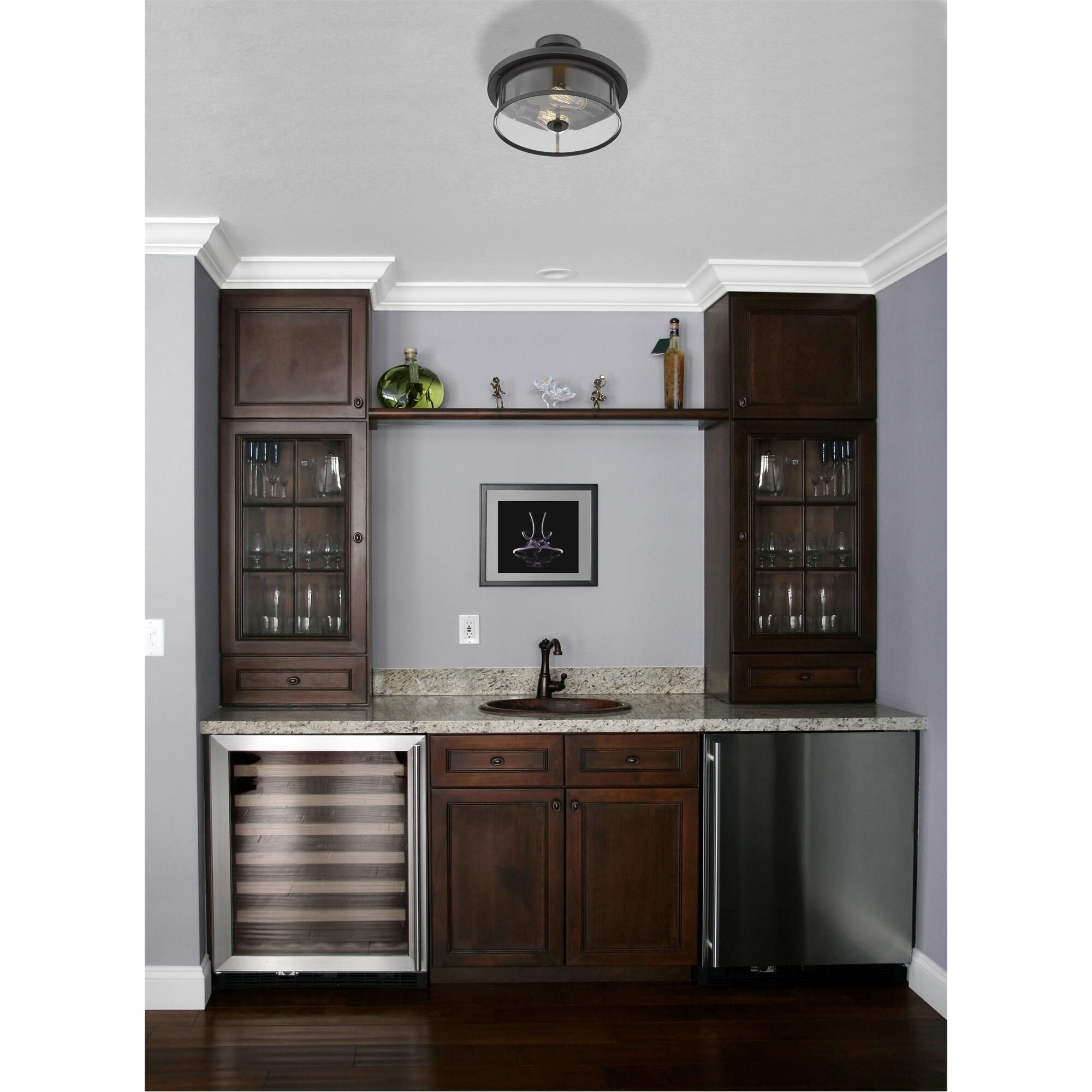Shown in Bronze finish and Glass shade