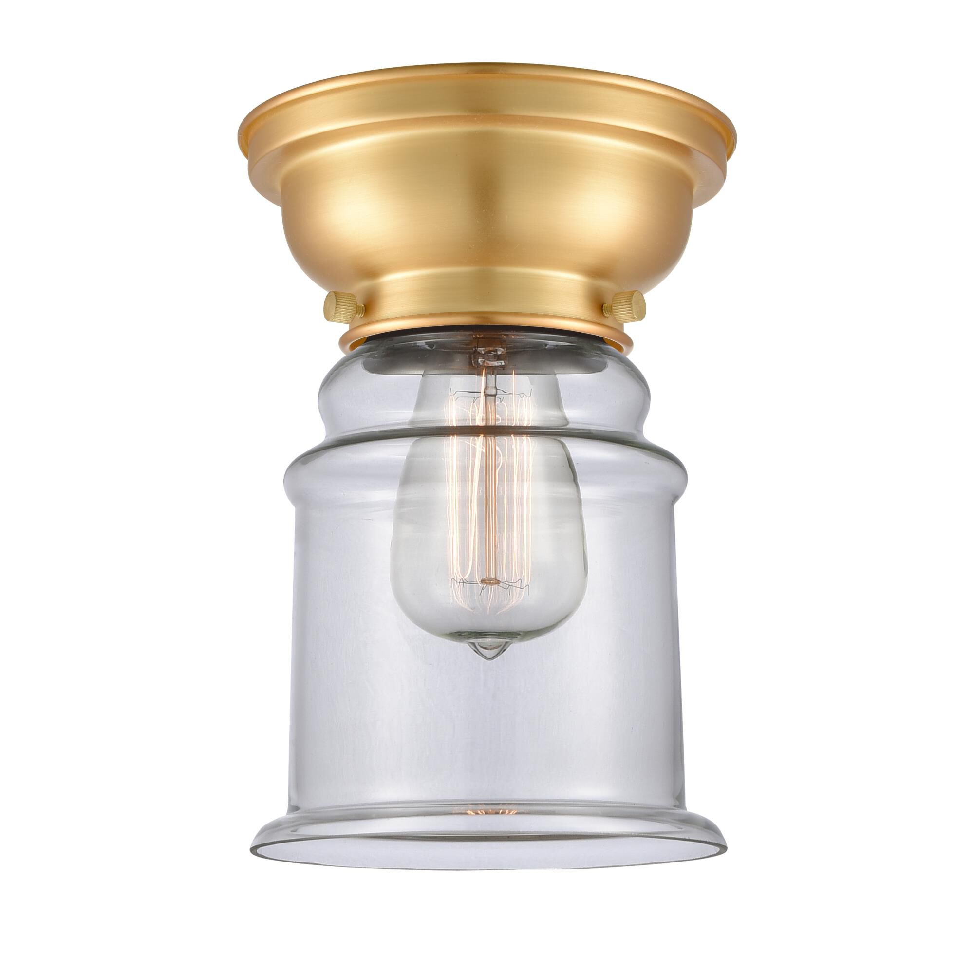 Shown in Satin Gold finish and Clear Canton glass