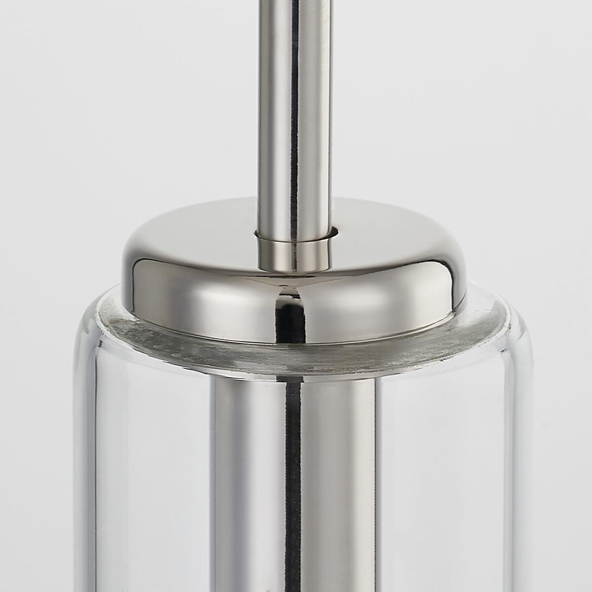 Shown in Polished Nickel finish and Clear Borosilicate glass