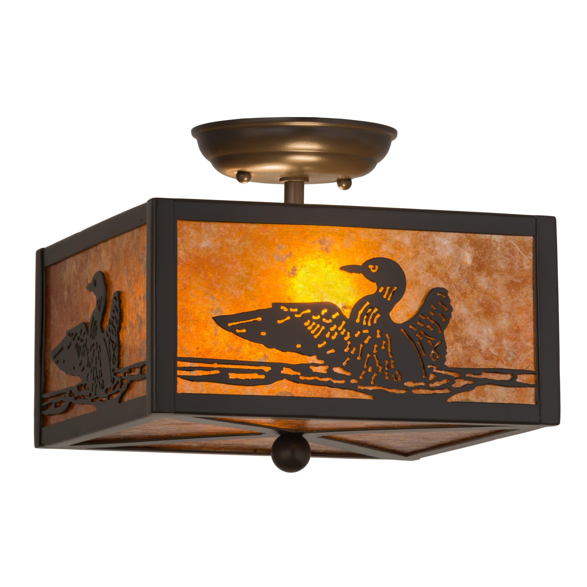 Shown in Timeless Bronze finish and Amber Mica glass