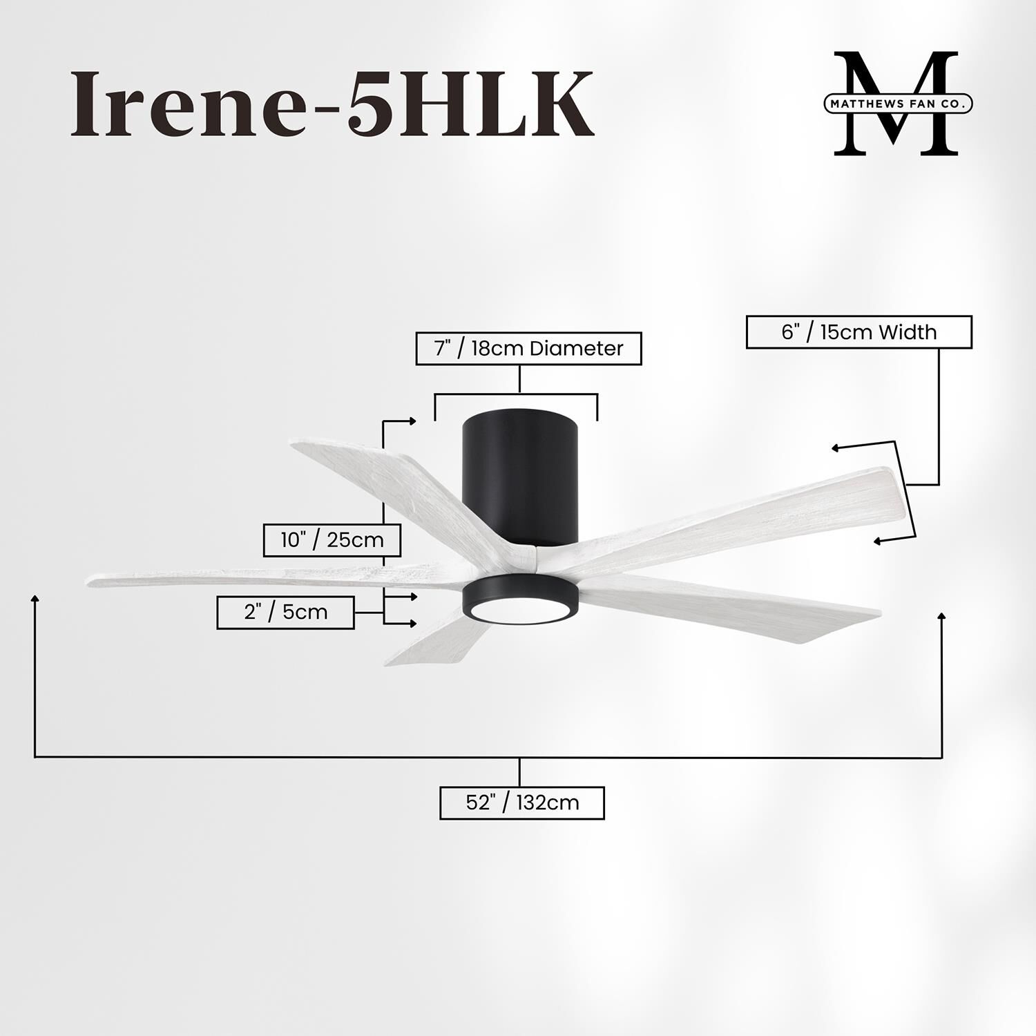 Irene 52 Inch Flush Mount Fan with Light Kit by Matthews Fan Company