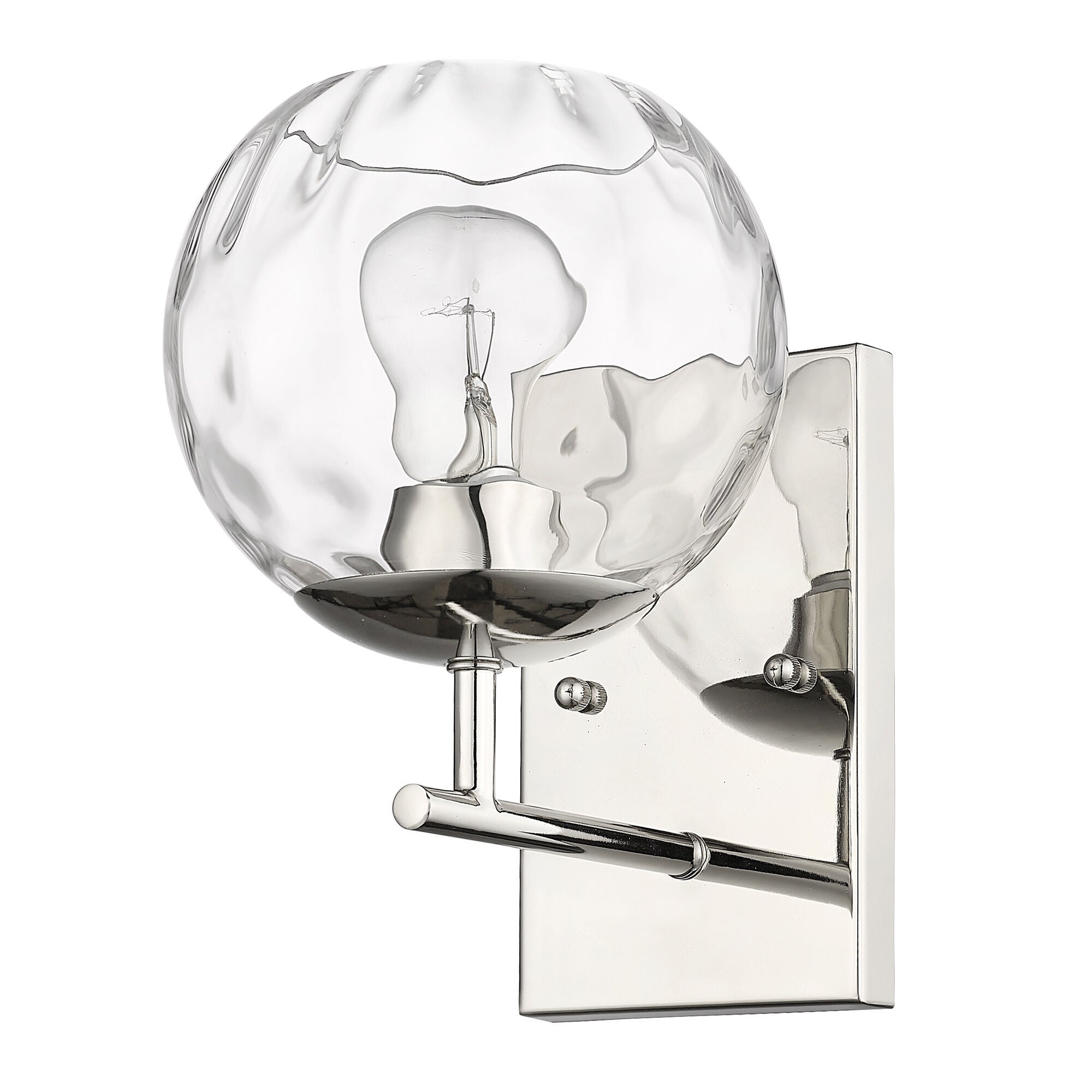 Shown in Polished Nickel finish and Rippled Water glass