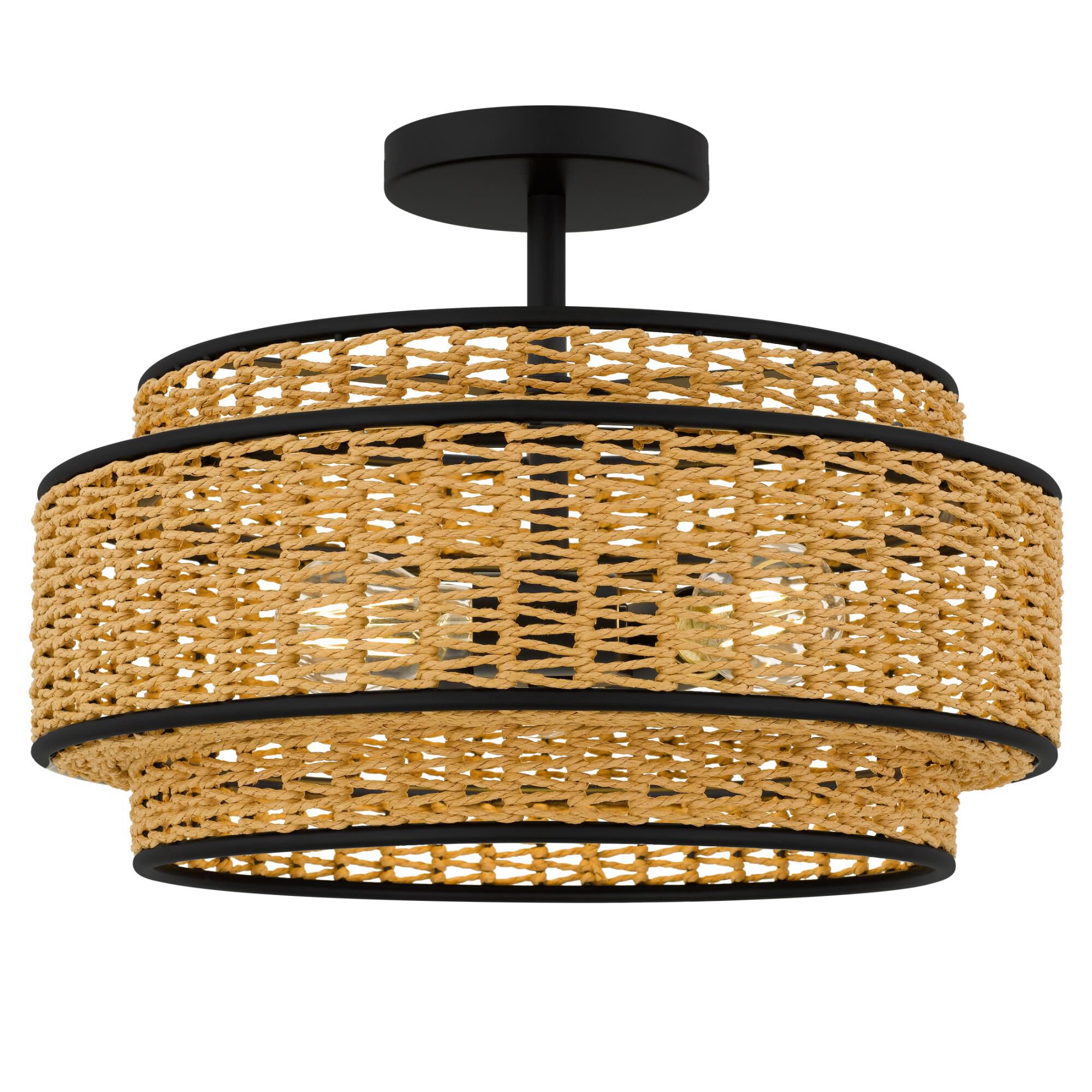 Shown in Matte Black finish and Rope shade