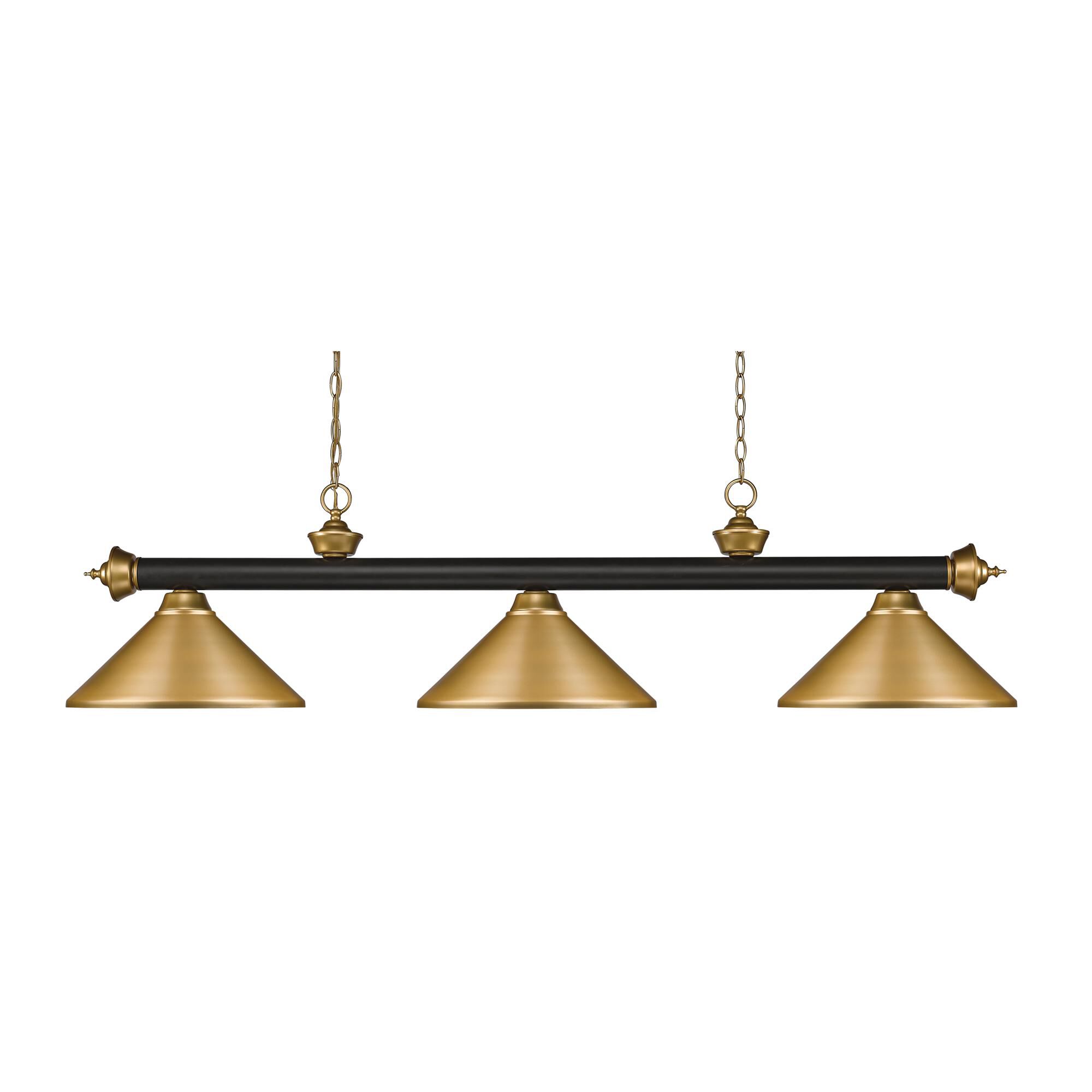 Shown in Bronze + Satin Gold finish and Steel glass and Steel shade